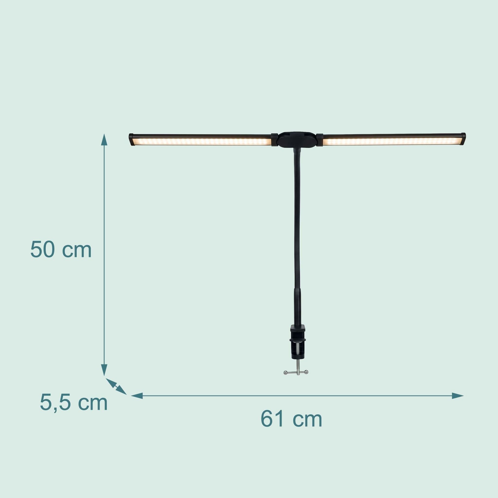Klemmbare Schreibtischlampe LED 61cm Schwarz-Silber