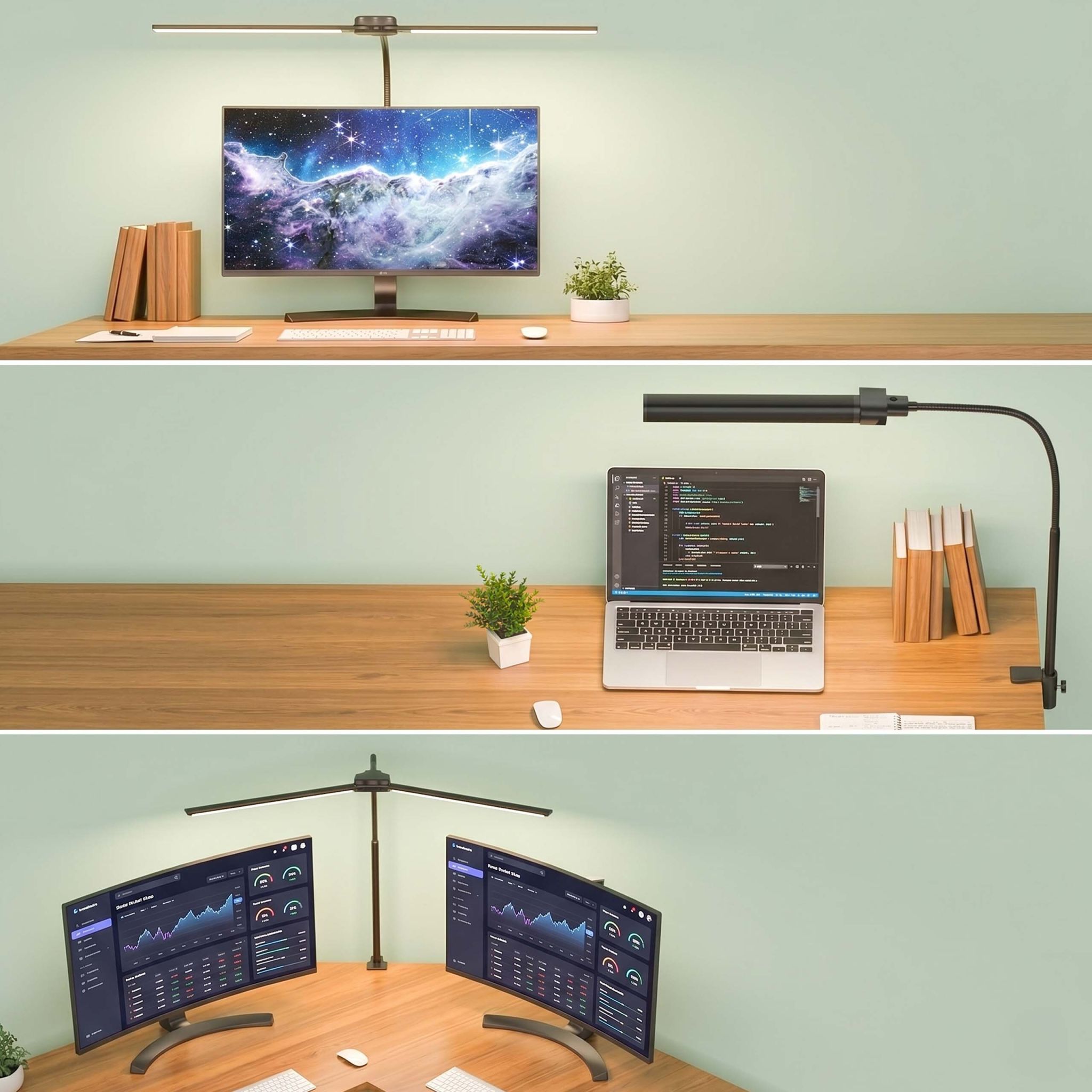 Klemmbare Schreibtischlampe LED 61cm Schwarz-Silber