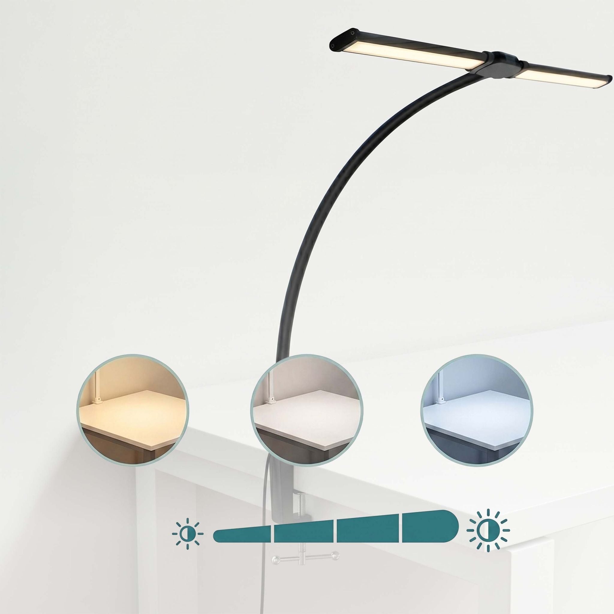 Klemmbare Schreibtischlampe LED 61cm Schwarz-Silber