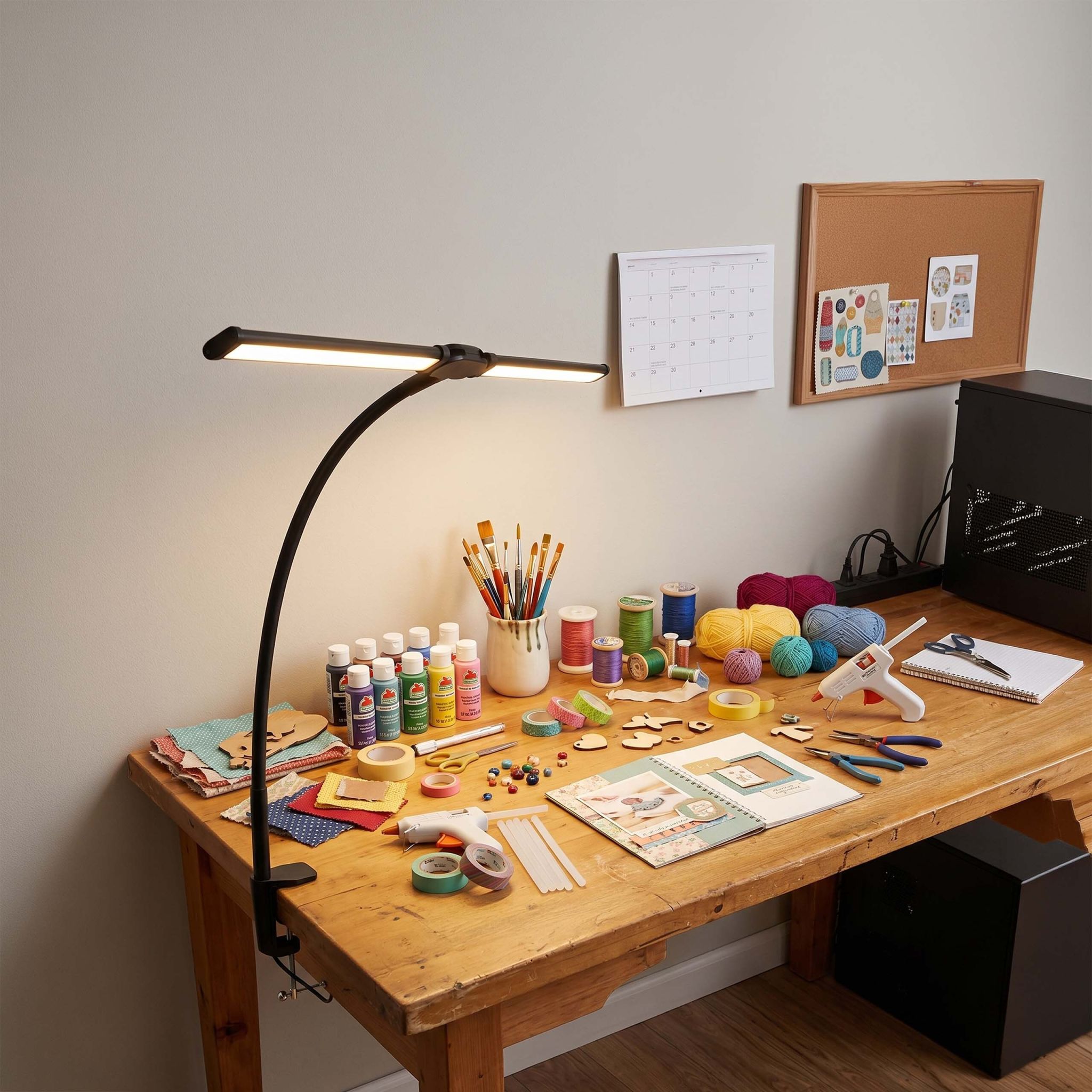 Klemmbare Schreibtischlampe LED 61cm Schwarz-Silber