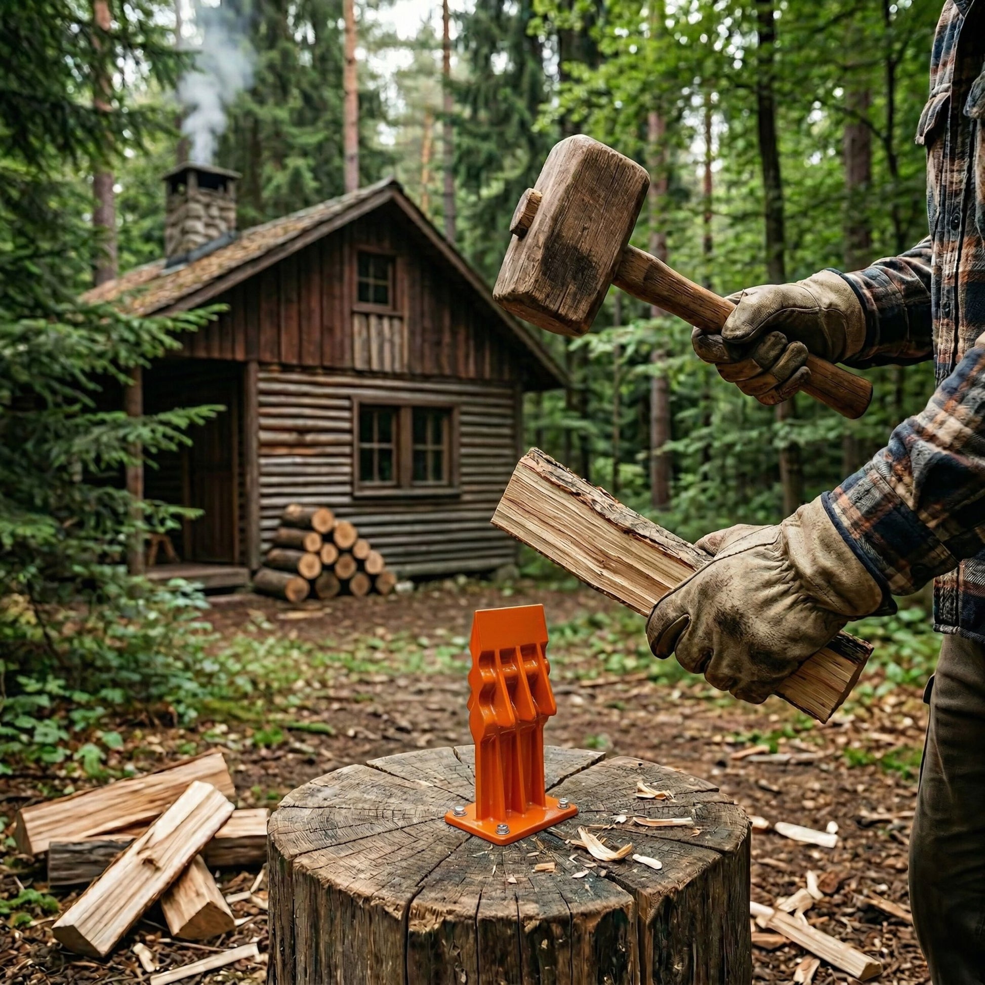 Manueller Holzspalter Orange von Relaxdays