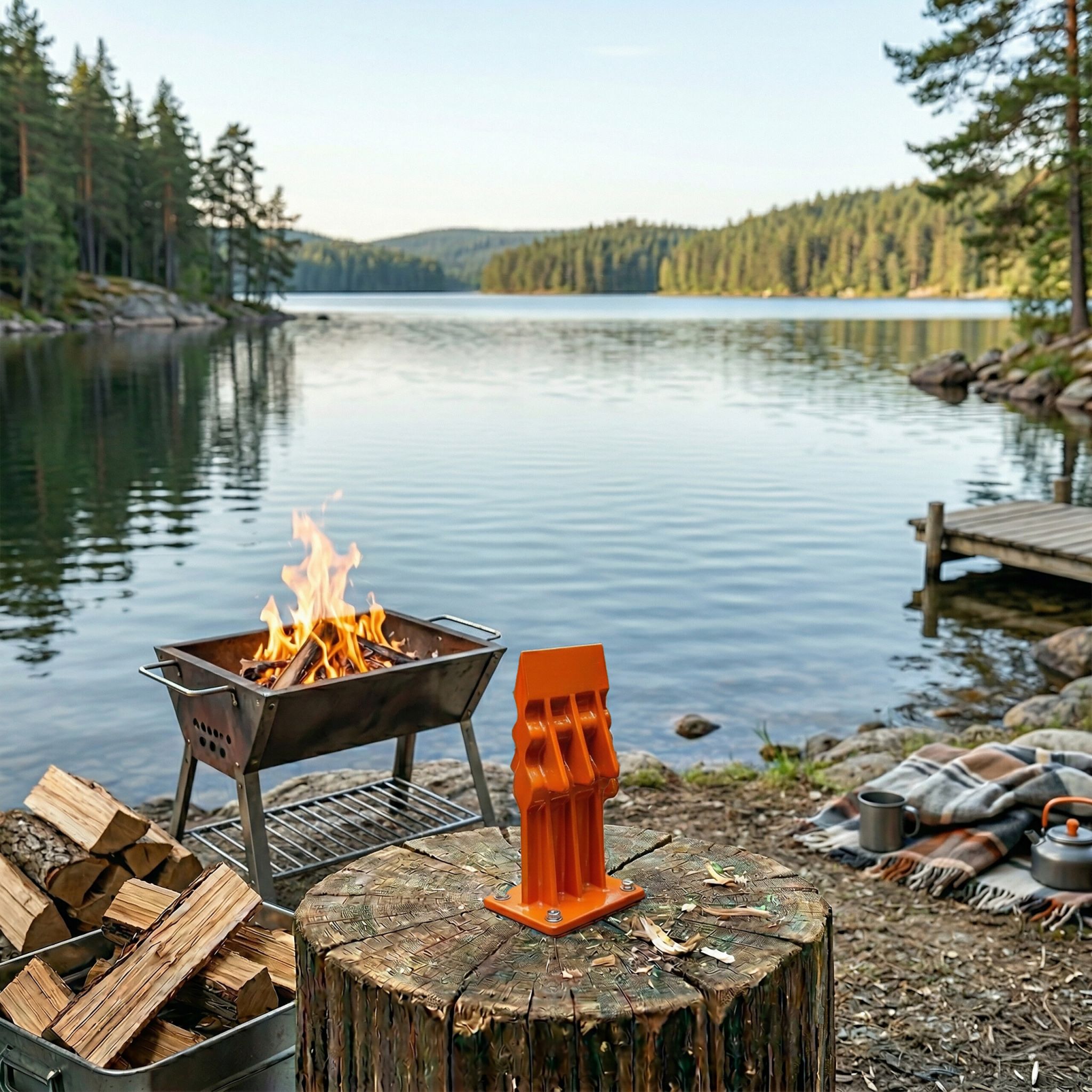 Manueller Holzspalter Orange von Relaxdays