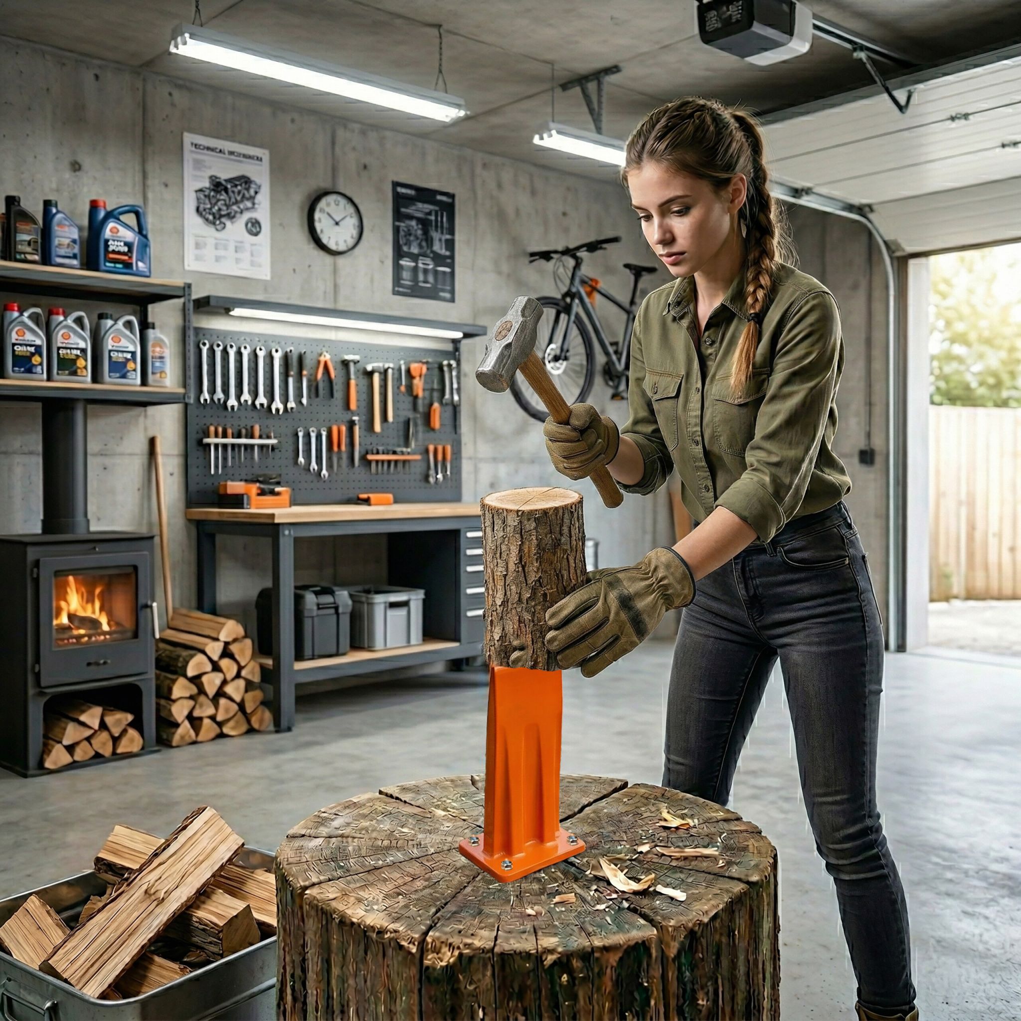 Manueller Holzspalter Orange von Relaxdays