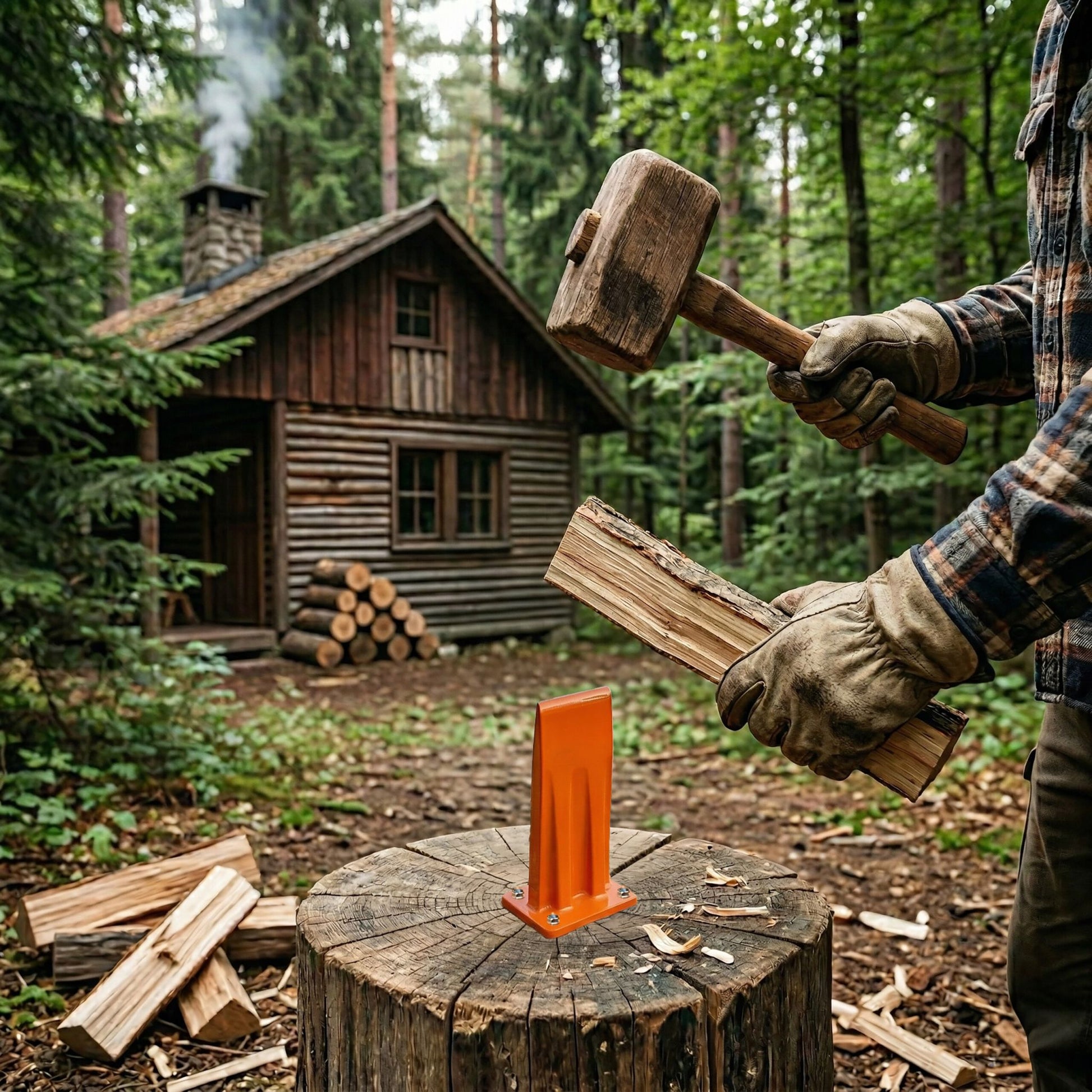Manueller Holzspalter Orange von Relaxdays