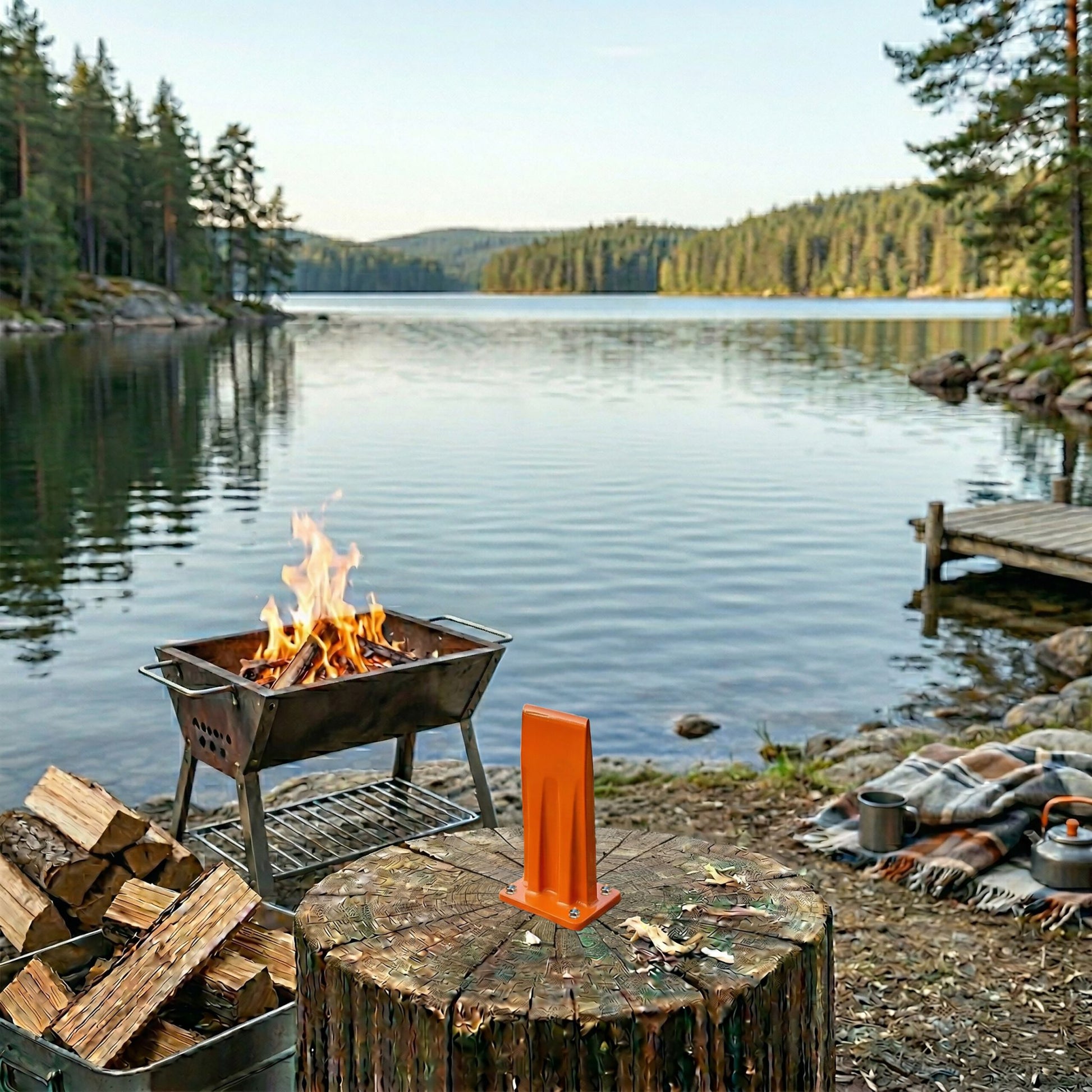Manueller Holzspalter Orange von Relaxdays