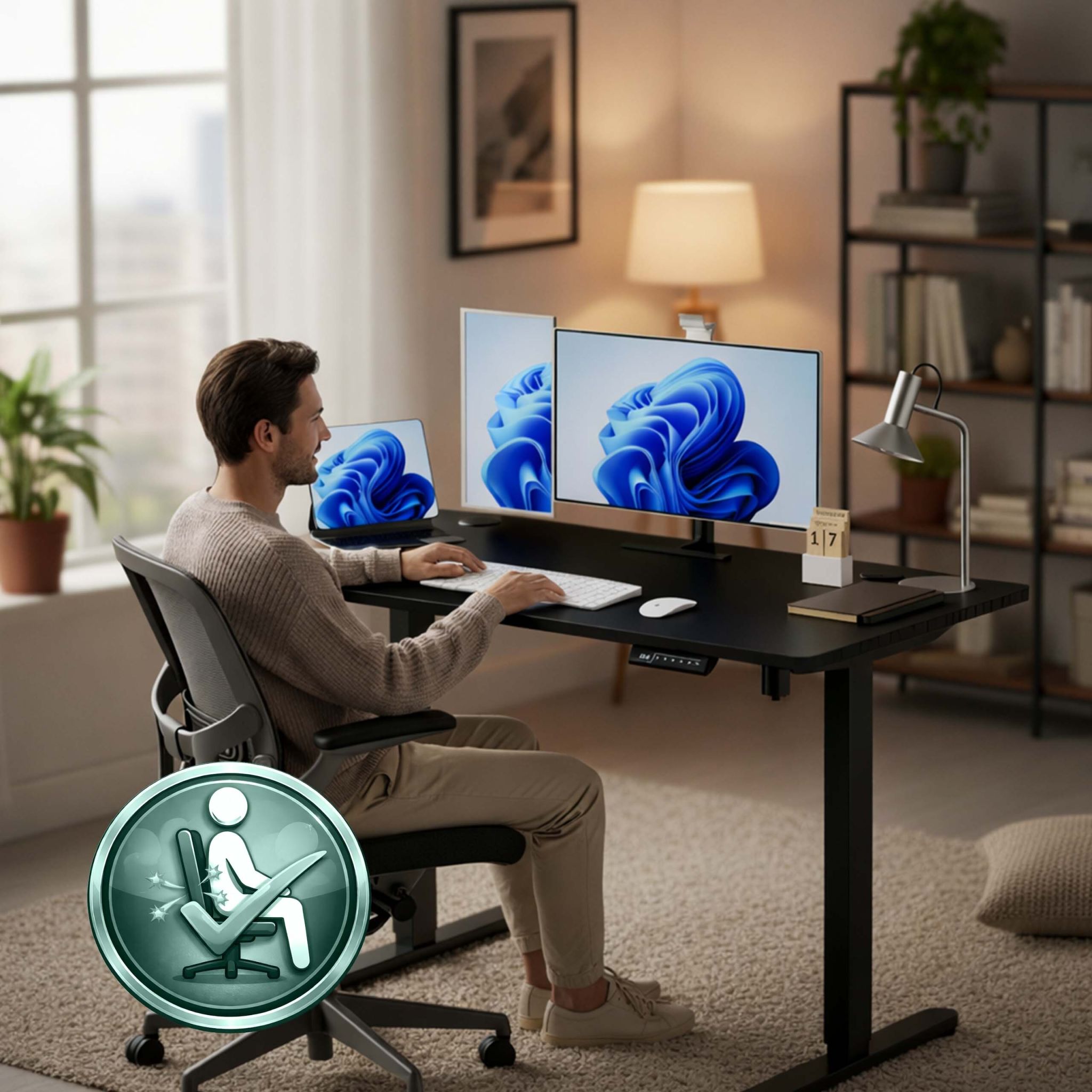 Höhenverstellbarer Schreibtisch Display Schwarz von Relaxdays