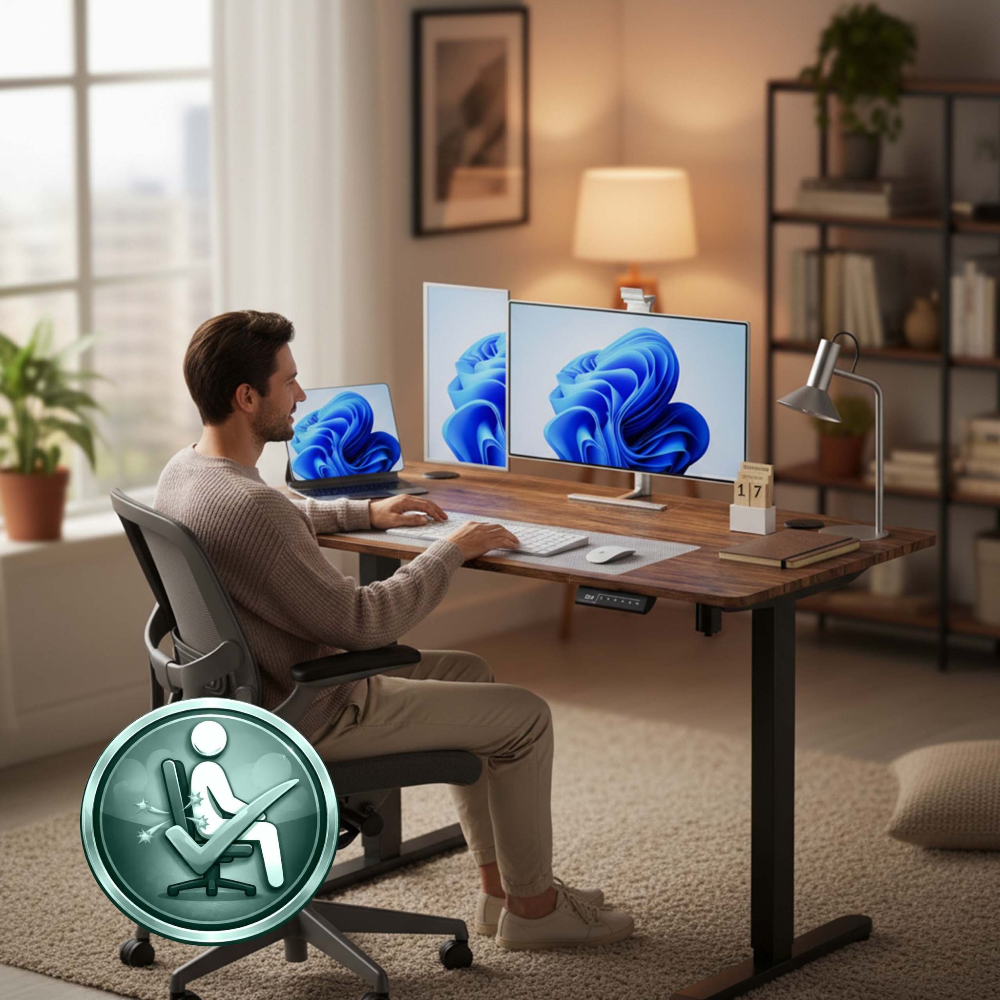 Höhenverstellbarer Schreibtisch Display Dunkelbraun-Schwarz von Relaxdays