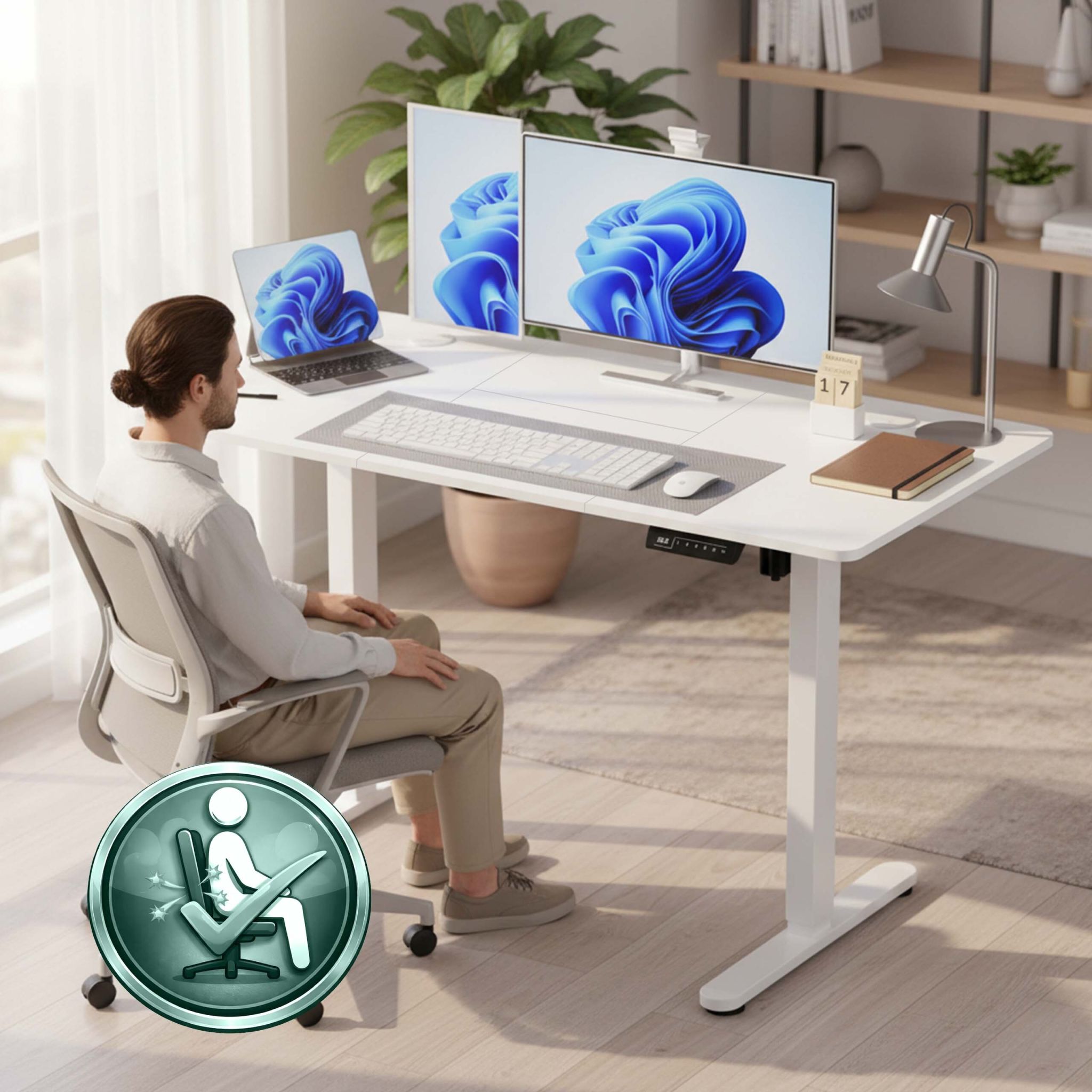 Höhenverstellbarer Schreibtisch Display Weiss von Relaxdays