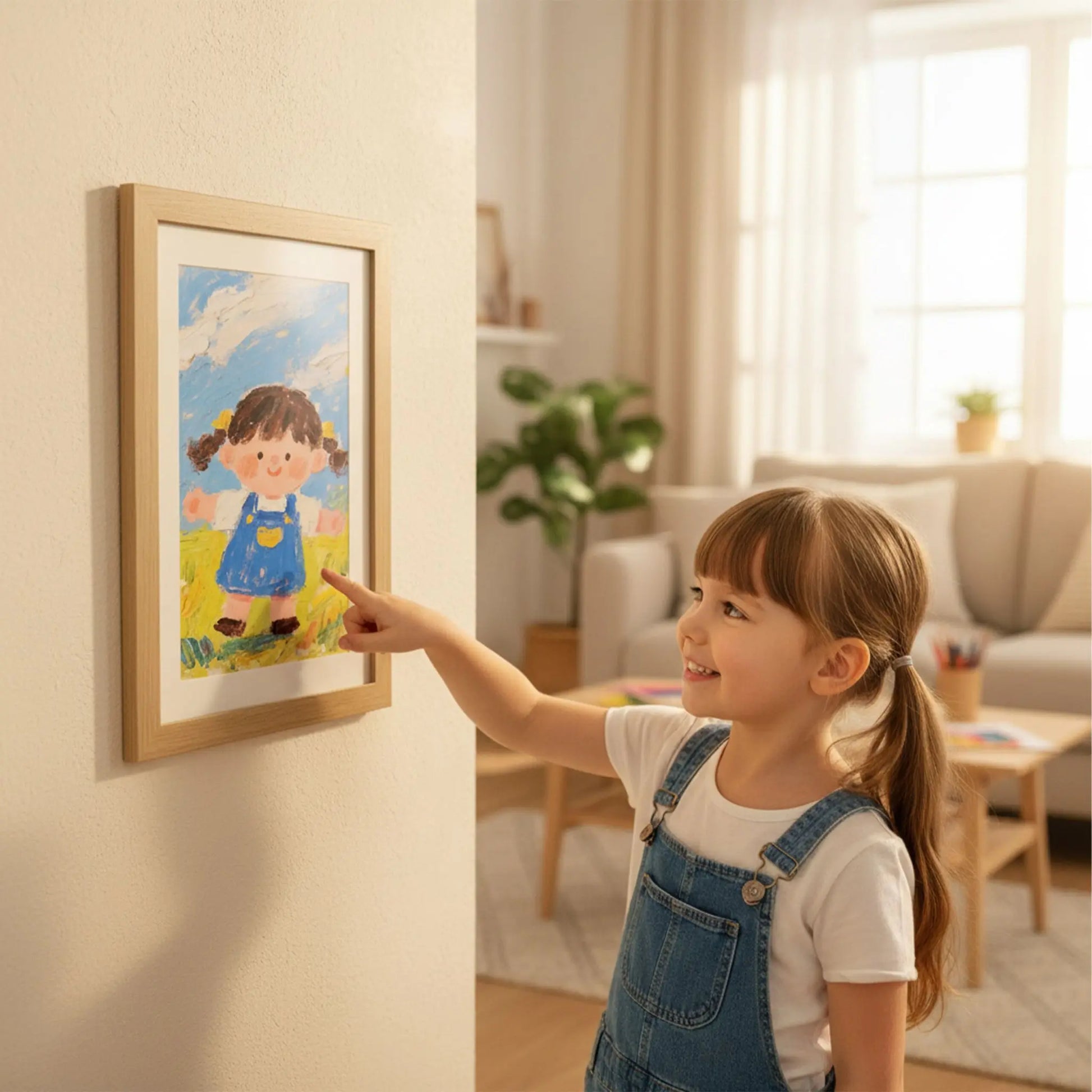Kinder Bilderrahmen A4 zum Befüllen Beige-Weiss von Relaxdays