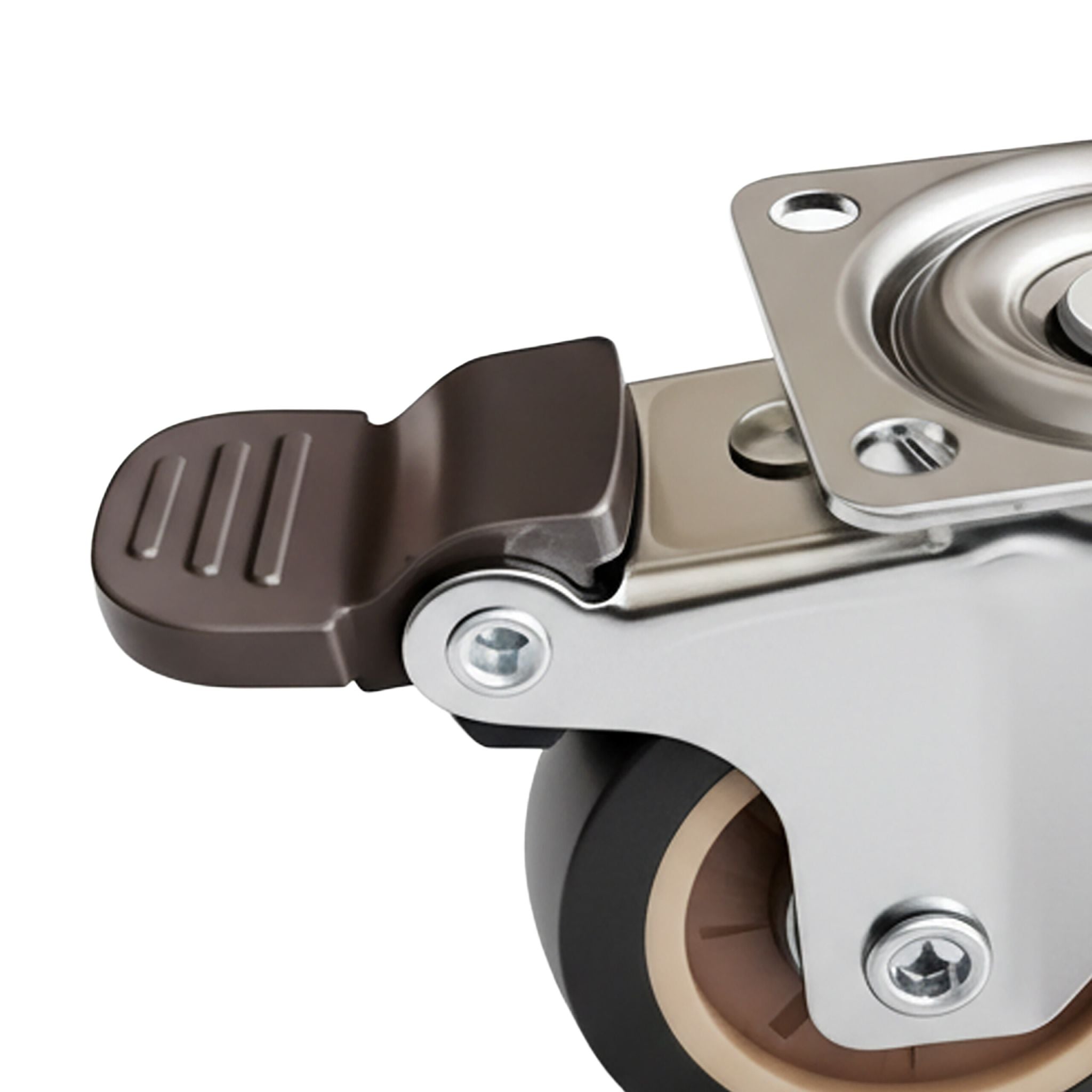 Lenkrollen mit Bremse 4er-Set Braun-Schwarz-Silber von Relaxdays