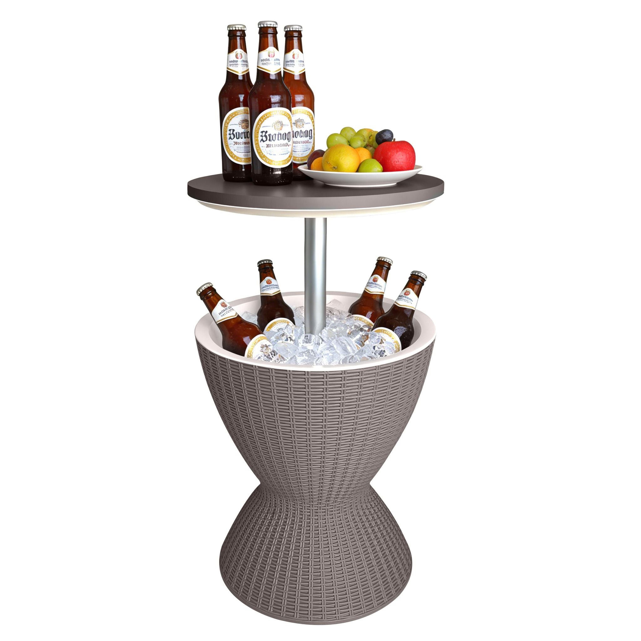 Beistelltisch mit Kühlfunktion 30L Beige-Weiss-Silber von Relaxdays