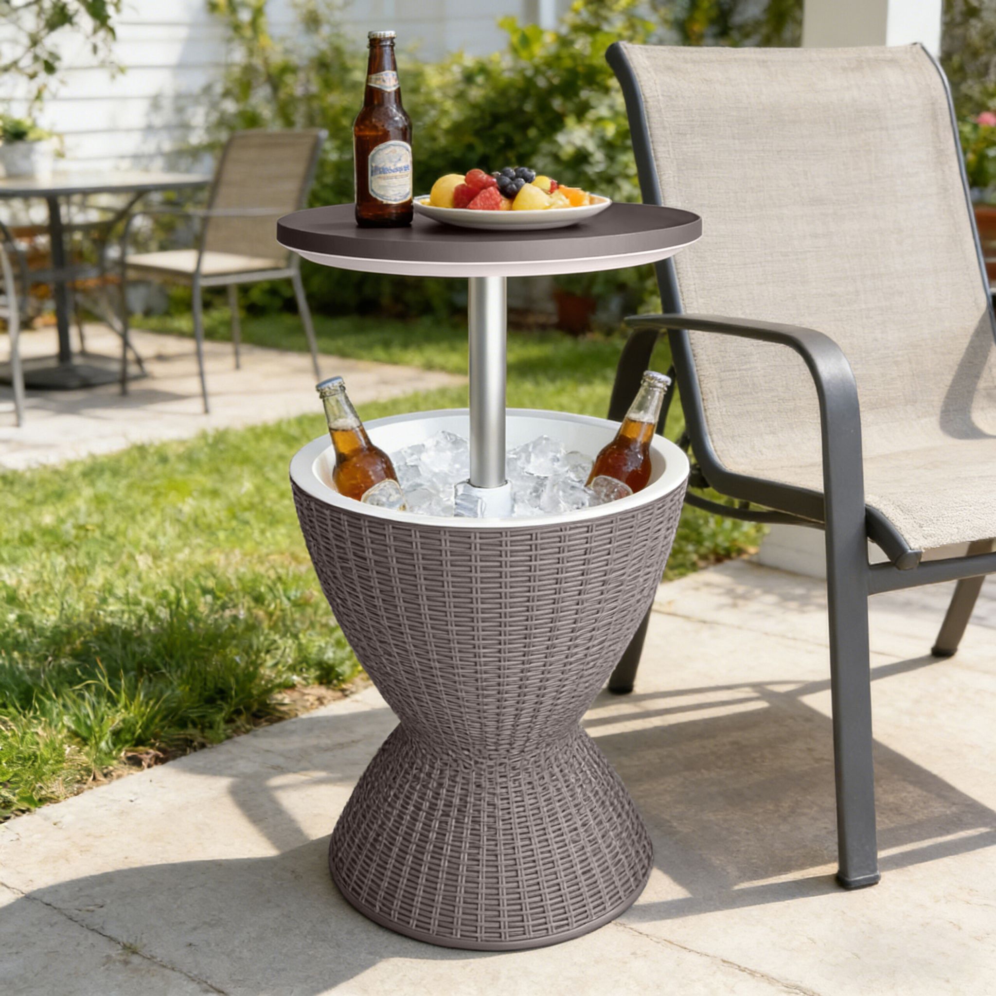 Beistelltisch mit Kühlfunktion 30L Beige-Weiss-Silber von Relaxdays