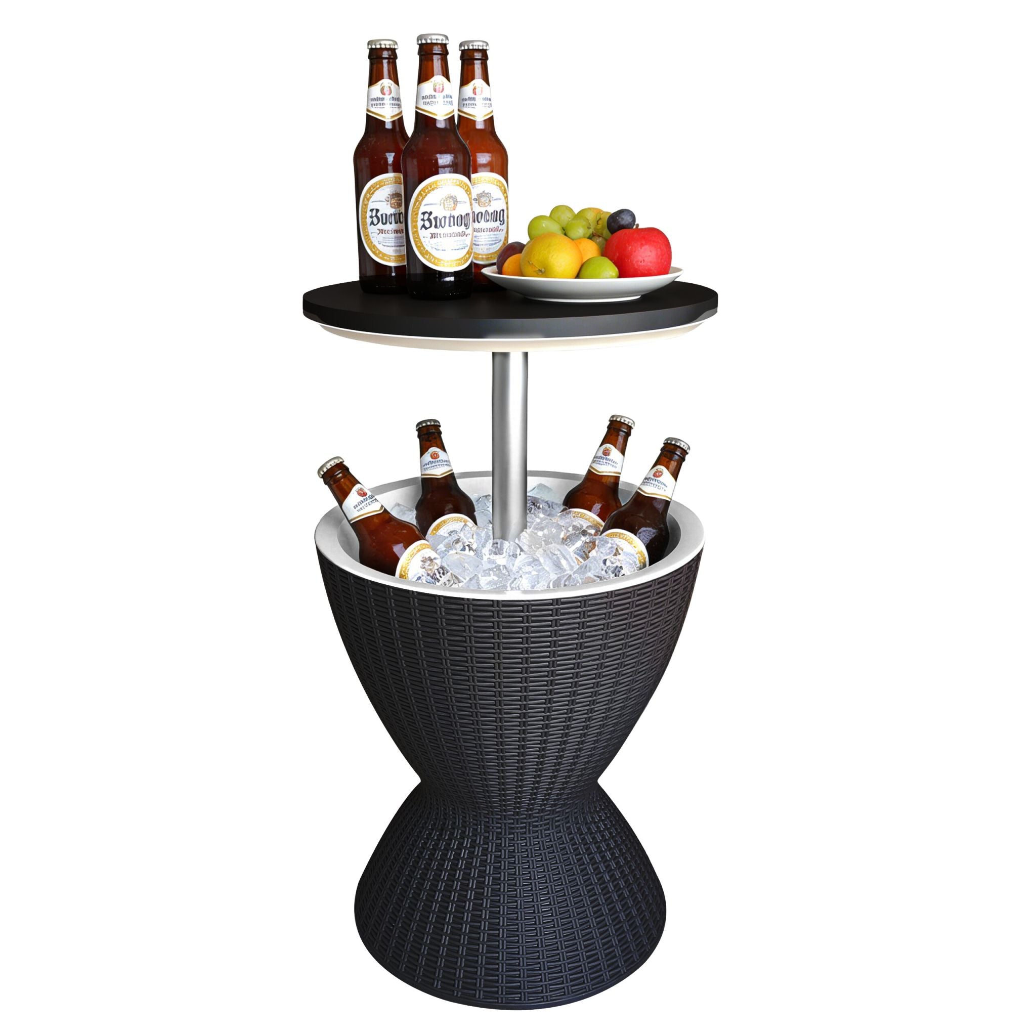 Beistelltisch mit Kühlfunktion 30L Weiss-Schwarz-Silber von Relaxdays
