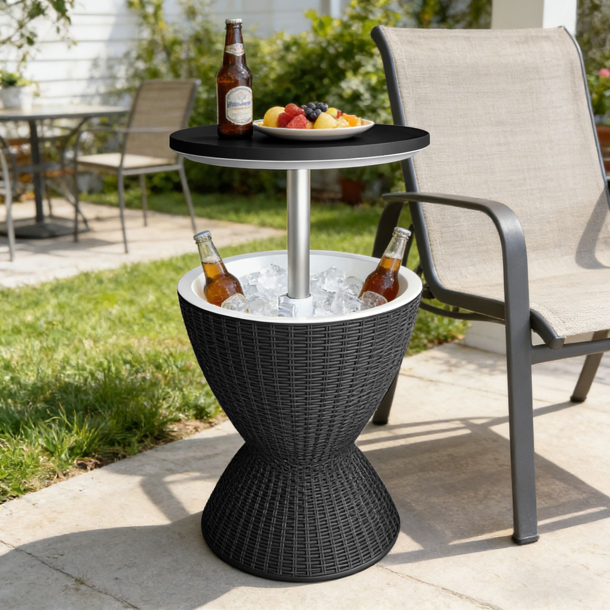 Beistelltisch mit Kühlfunktion 30L Weiss-Schwarz-Silber von Relaxdays