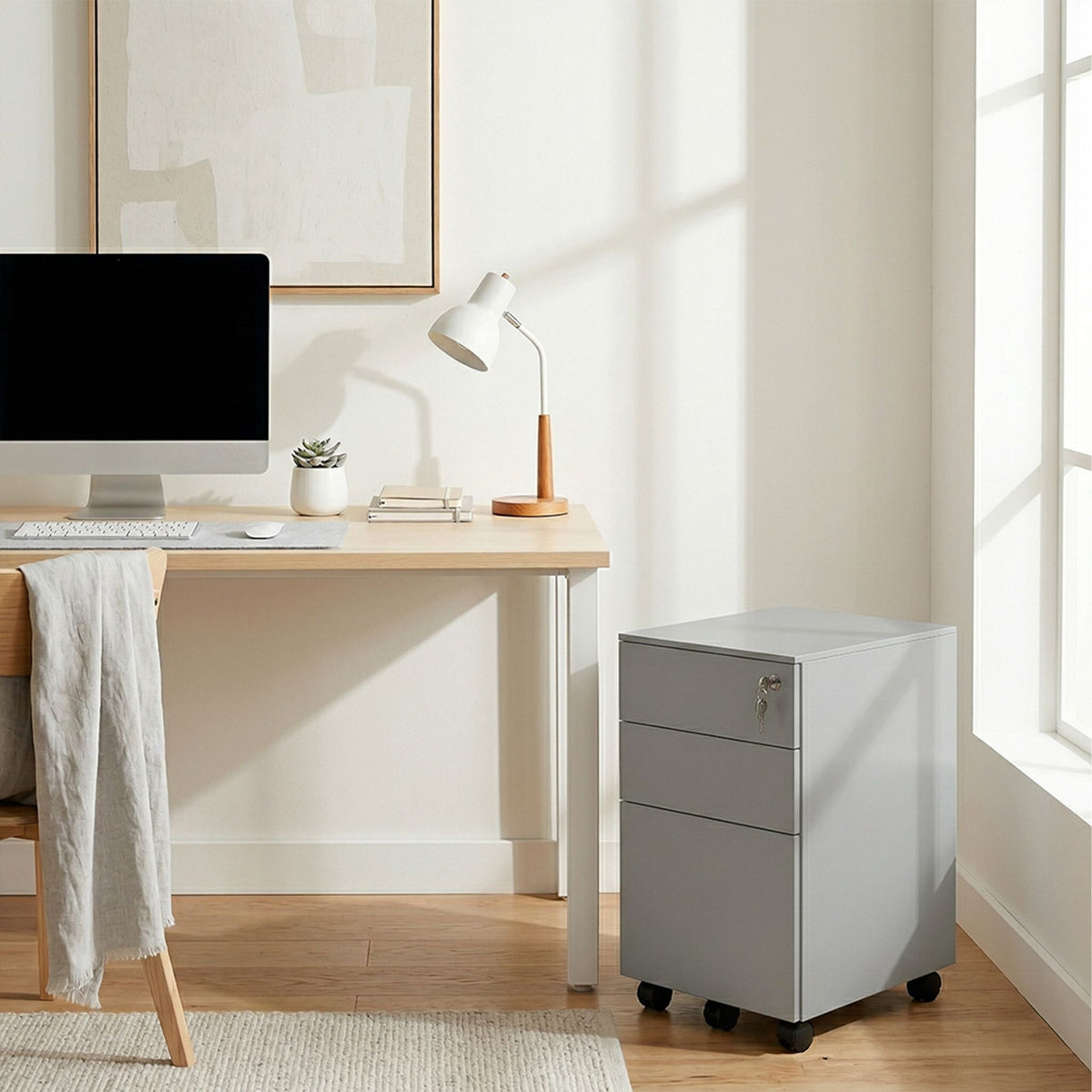 Abschliessbarer Rollcontainer Metall Schwarz-Grau von Relaxdays