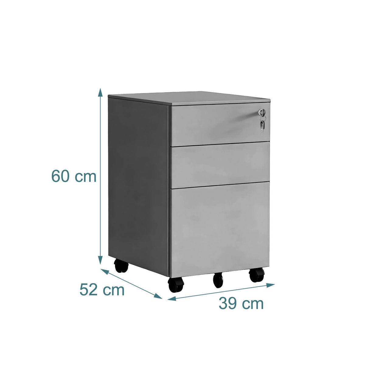 Abschliessbarer Rollcontainer Metall Schwarz-Grau von Relaxdays