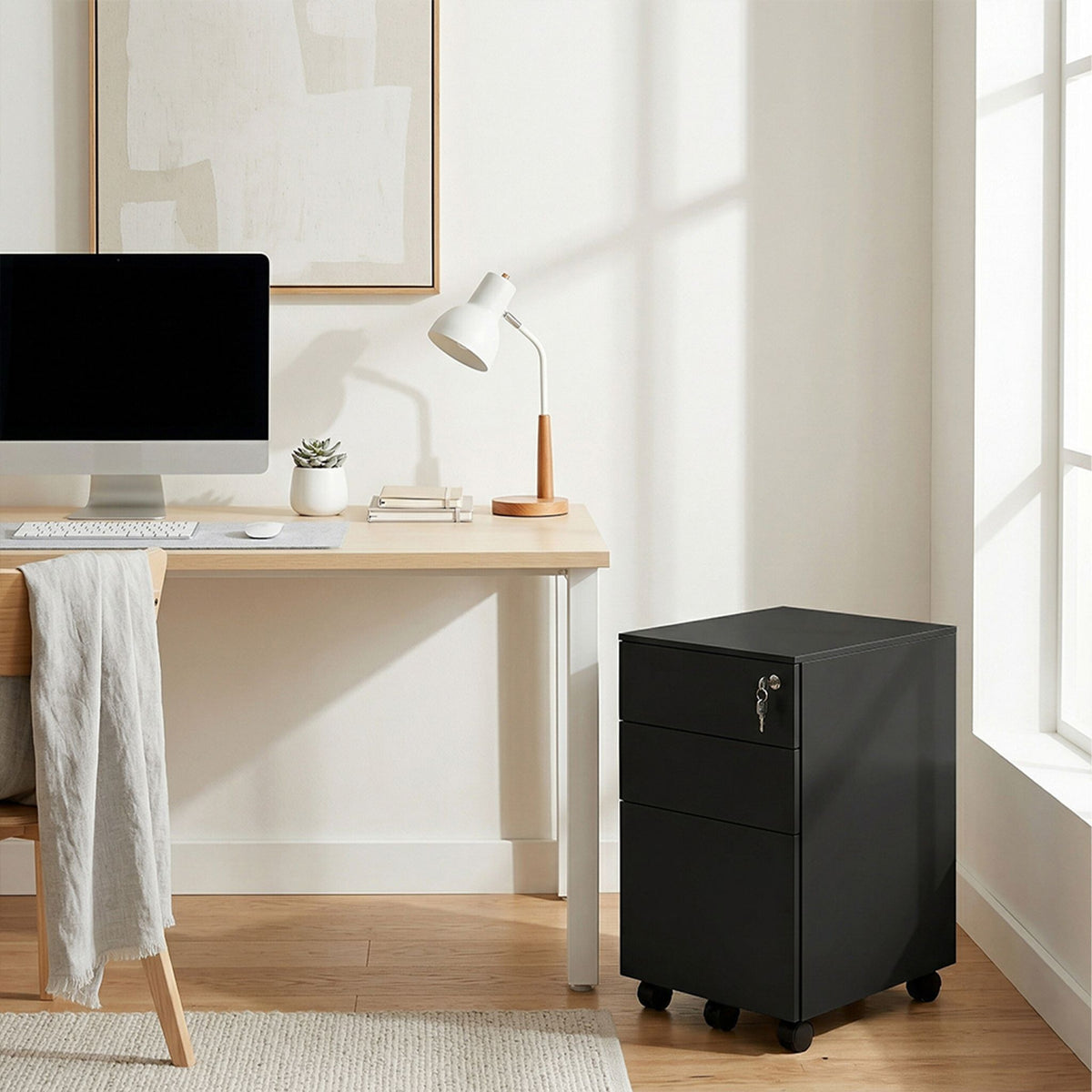 Abschliessbarer Rollcontainer Metall Schwarz von Relaxdays