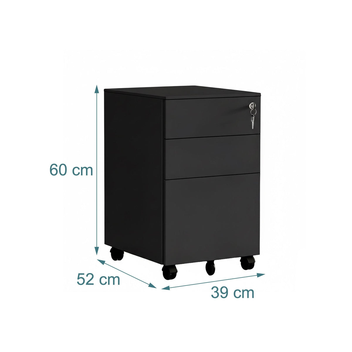 Abschliessbarer Rollcontainer Metall Schwarz von Relaxdays