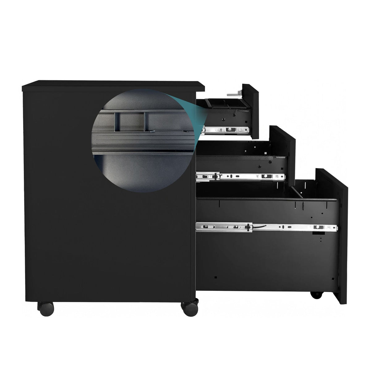 Abschliessbarer Rollcontainer Metall Schwarz von Relaxdays