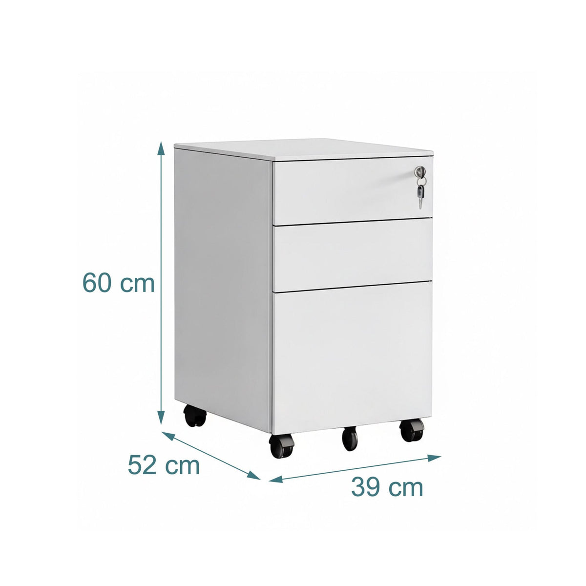 Abschliessbarer Rollcontainer Metall Weiss-Schwarz von Relaxdays