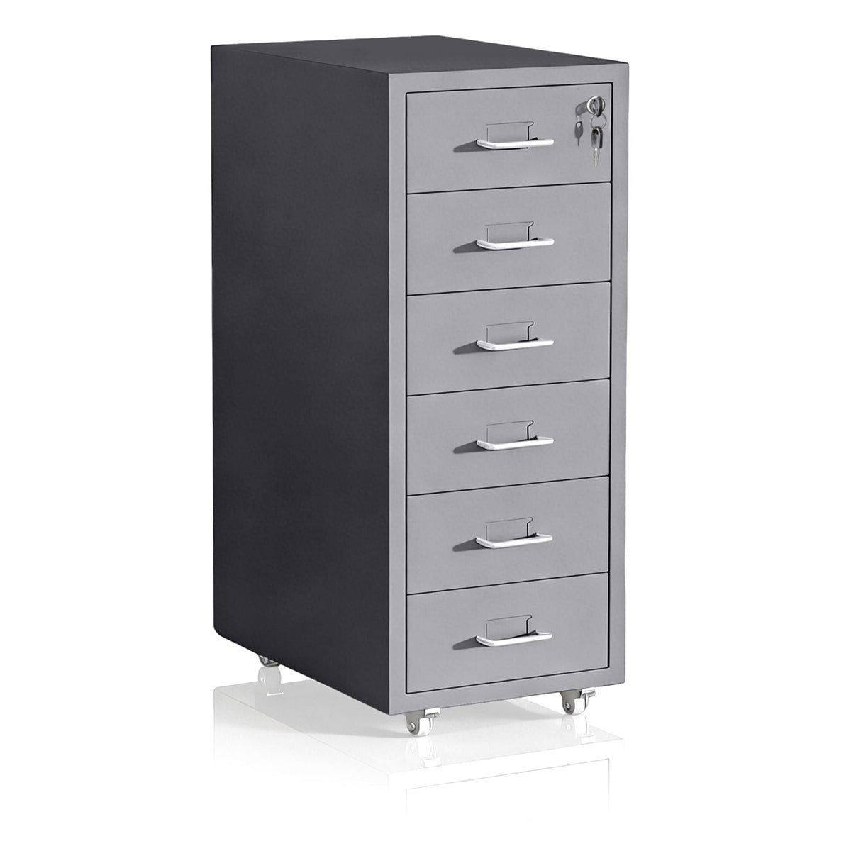 Abschliessbarer Rollcontainer Metall Silber-Grau von Relaxdays