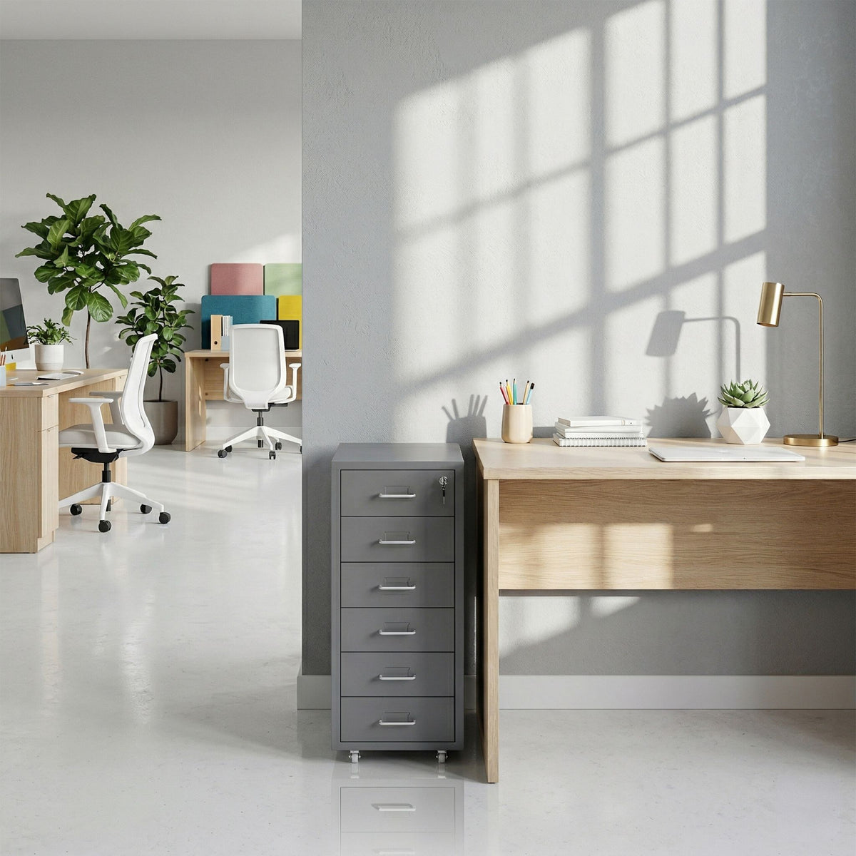 Abschliessbarer Rollcontainer Metall Silber-Grau von Relaxdays