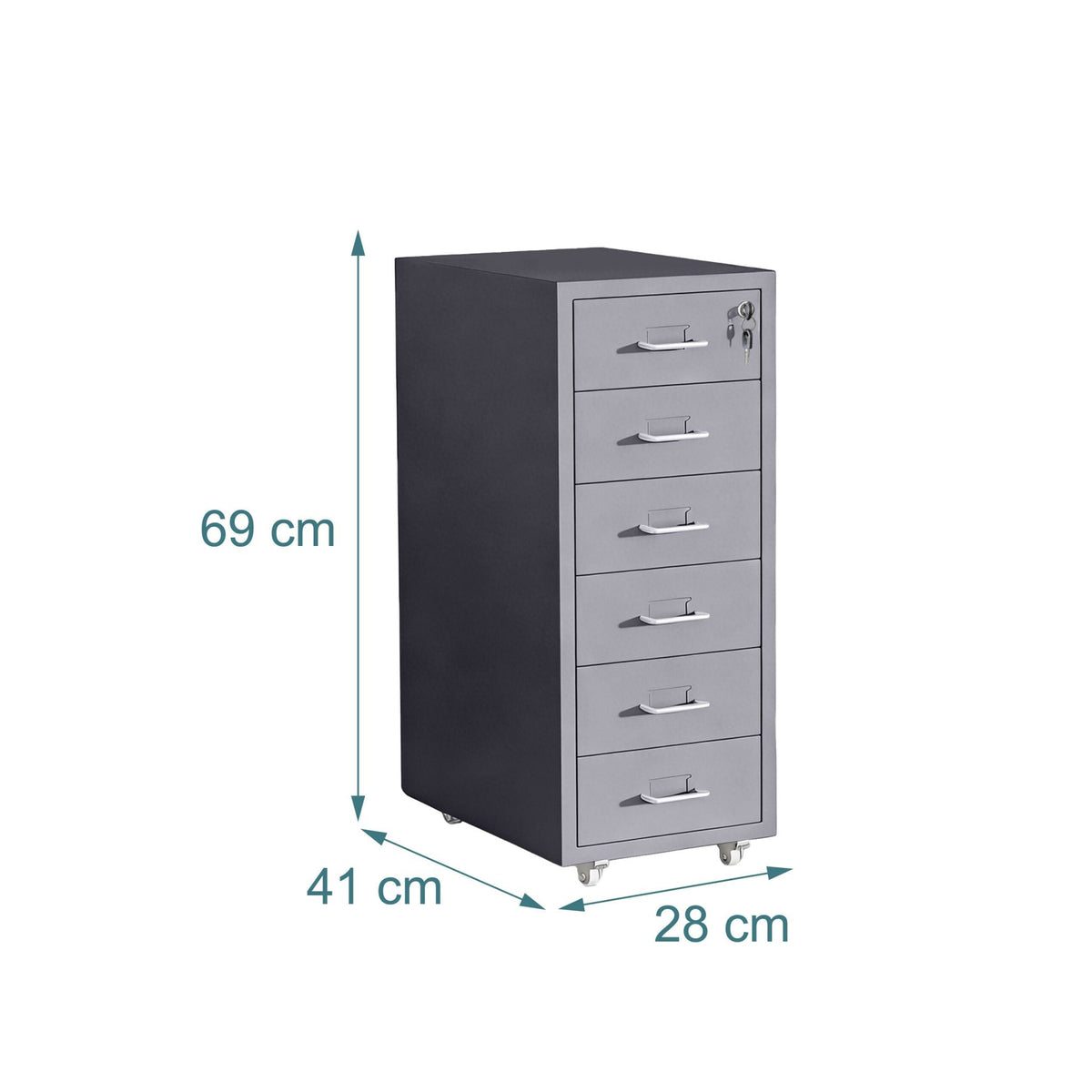Abschliessbarer Rollcontainer Metall Silber-Grau von Relaxdays