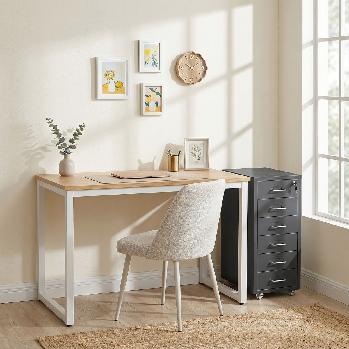 Abschliessbarer Rollcontainer Metall Schwarz-Silber von Relaxdays