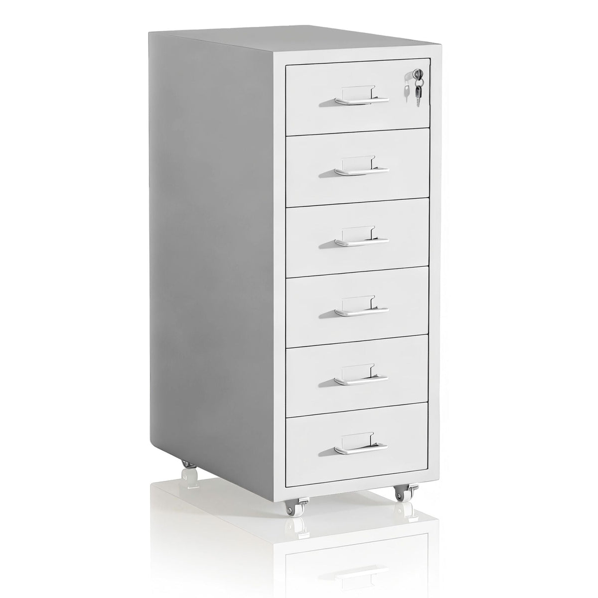 Abschliessbarer Rollcontainer Metall Weiss-Silber von Relaxdays