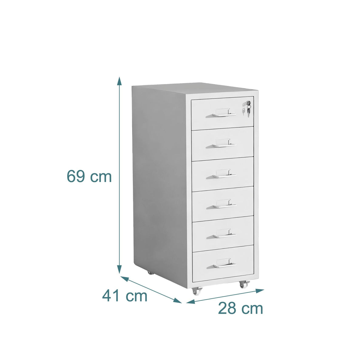 Abschliessbarer Rollcontainer Metall Weiss-Silber von Relaxdays