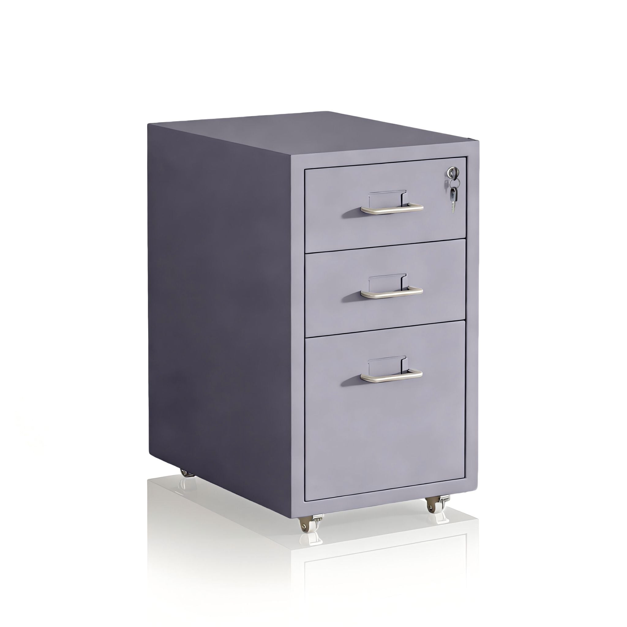 Abschliessbarer Rollcontainer Metall Silber-Grau von Relaxdays