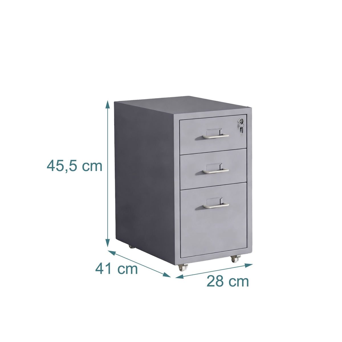 Abschliessbarer Rollcontainer Metall Silber-Grau von Relaxdays