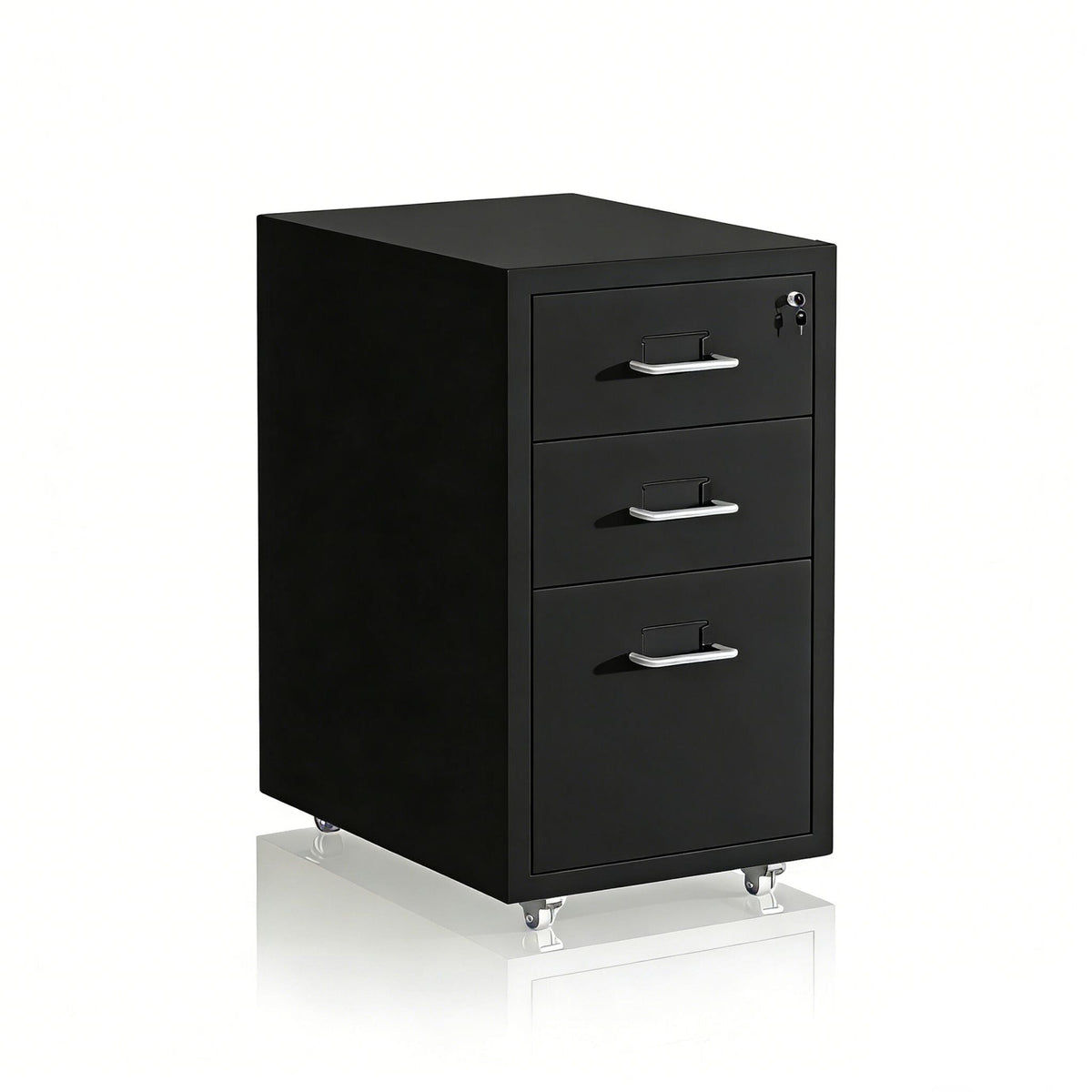 Abschliessbarer Rollcontainer Metall Schwarz-Silber von Relaxdays
