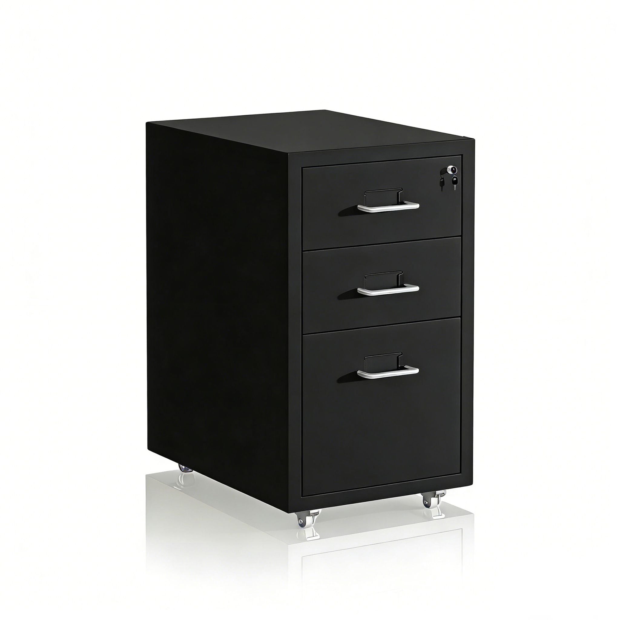 Abschliessbarer Rollcontainer Metall Schwarz-Silber von Relaxdays