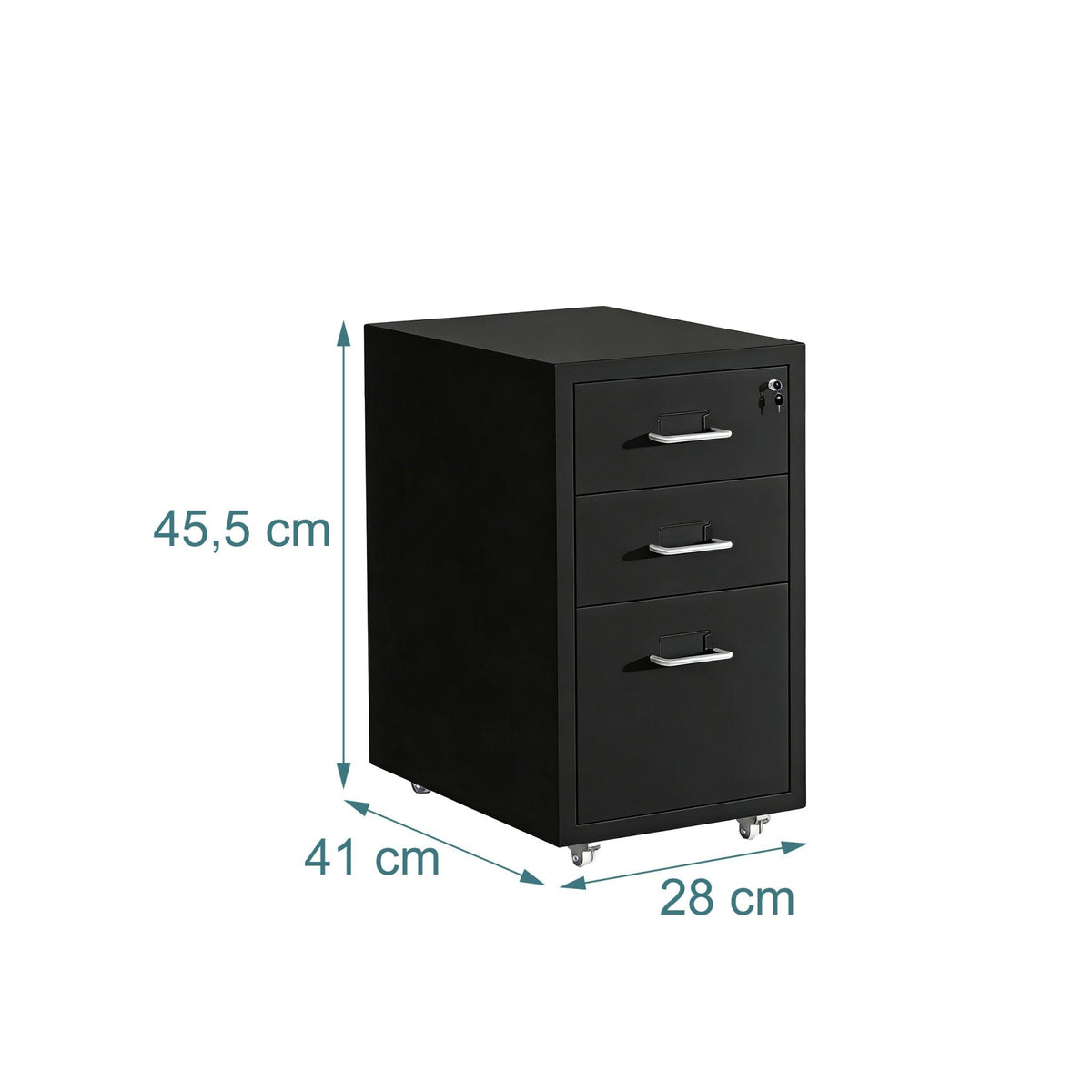 Abschliessbarer Rollcontainer Metall Schwarz-Silber von Relaxdays
