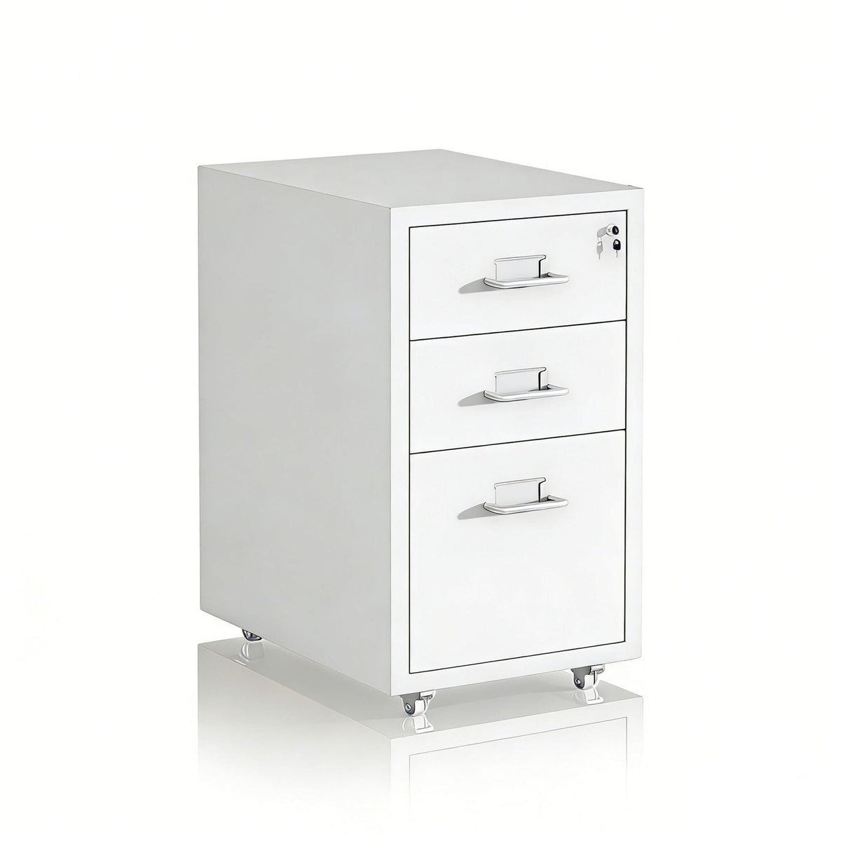 Abschliessbarer Rollcontainer Metall Weiss-Silber von Relaxdays
