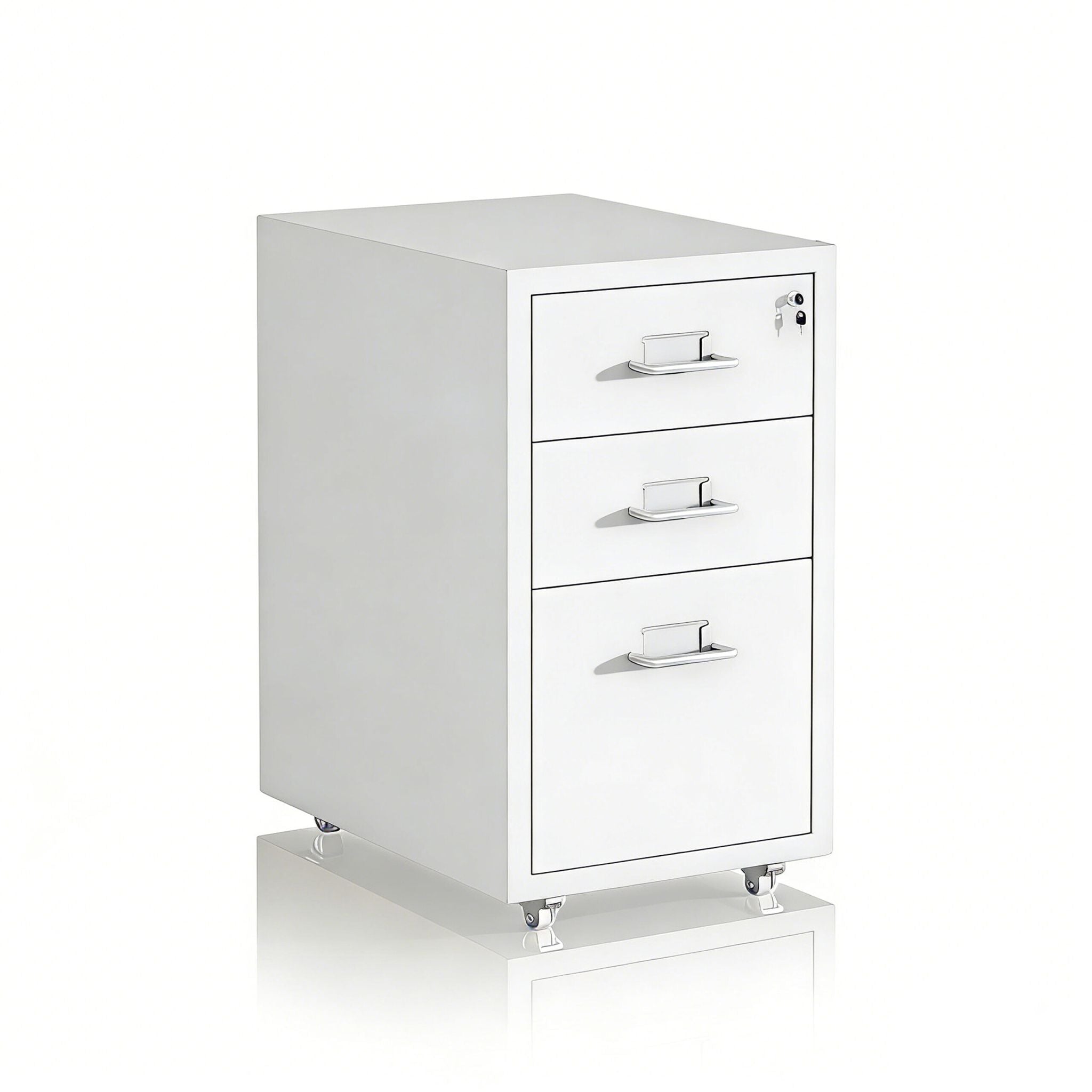 Abschliessbarer Rollcontainer Metall Weiss-Silber von Relaxdays