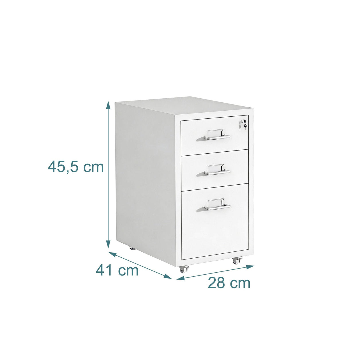 Abschliessbarer Rollcontainer Metall Weiss-Silber von Relaxdays