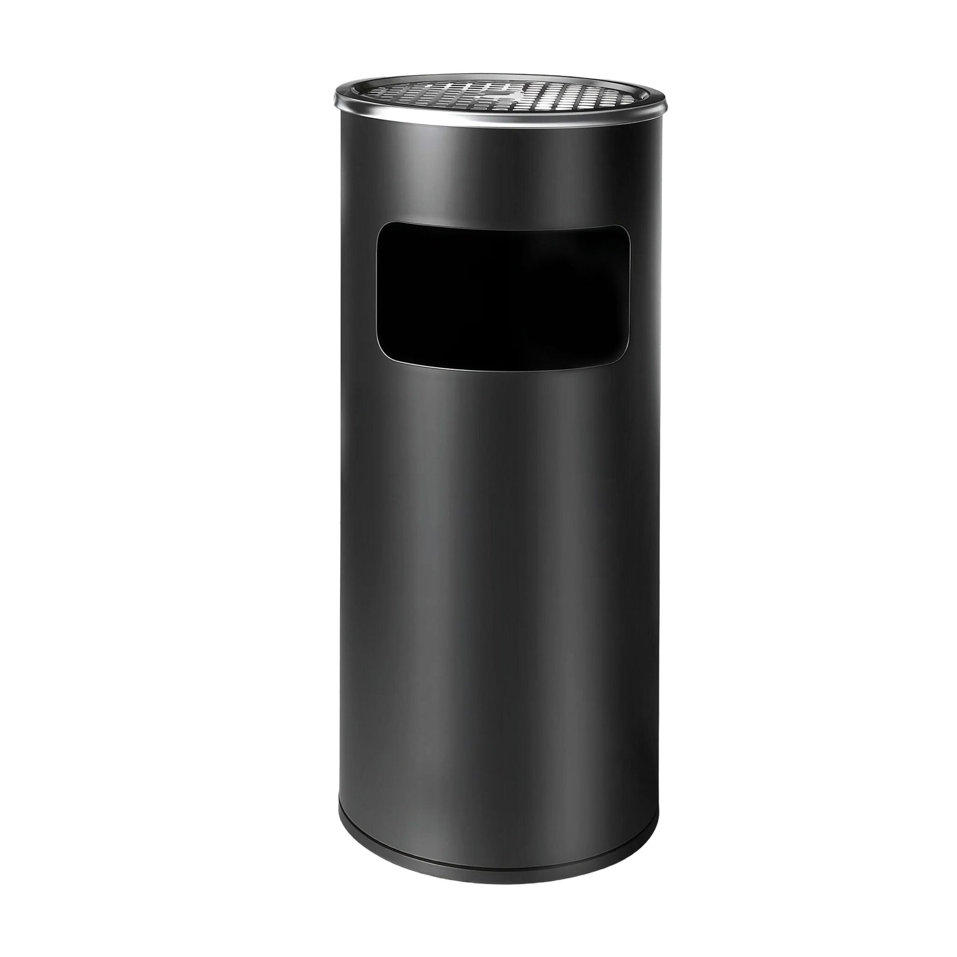 Standaschenbecher mit Inneneimer 30L Schwarz-Silber von Relaxdays