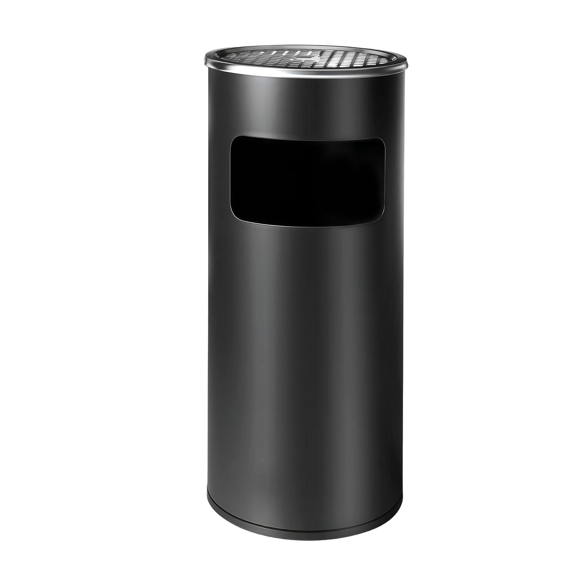 Standaschenbecher mit Inneneimer 30L Schwarz-Silber von Relaxdays