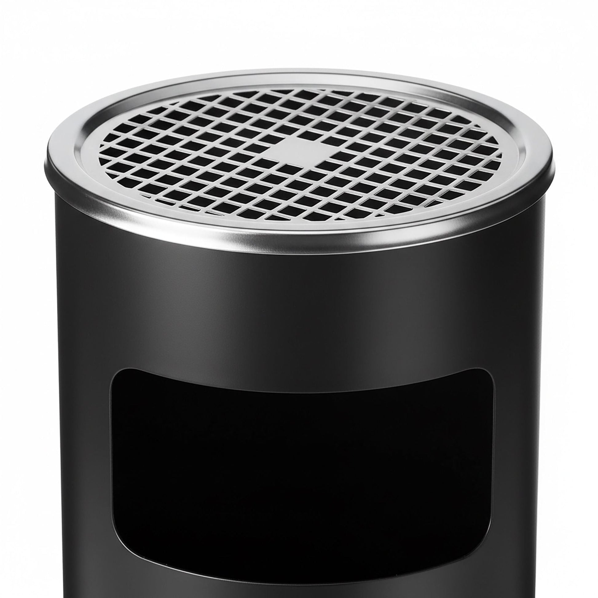 Standaschenbecher mit Inneneimer 30L Schwarz-Silber von Relaxdays