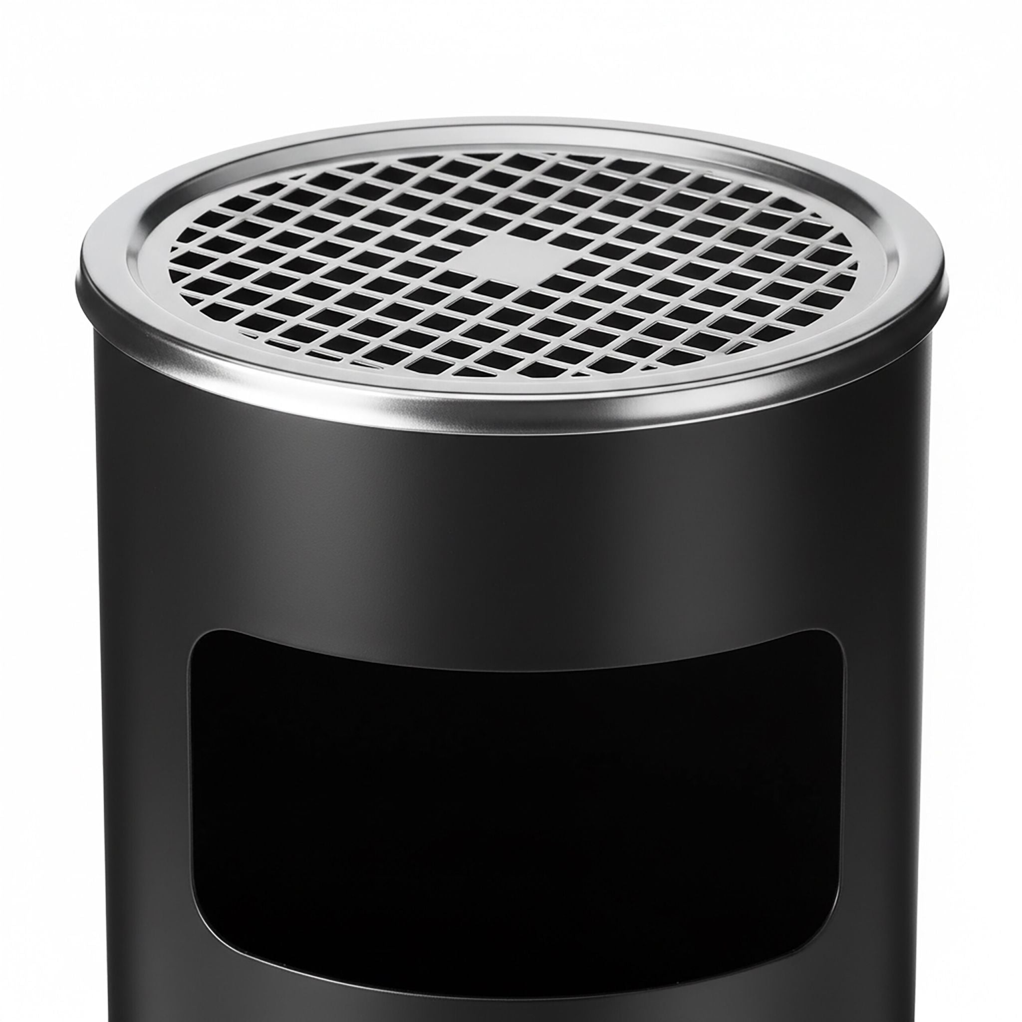 Standaschenbecher mit Inneneimer 30L Schwarz-Silber von Relaxdays