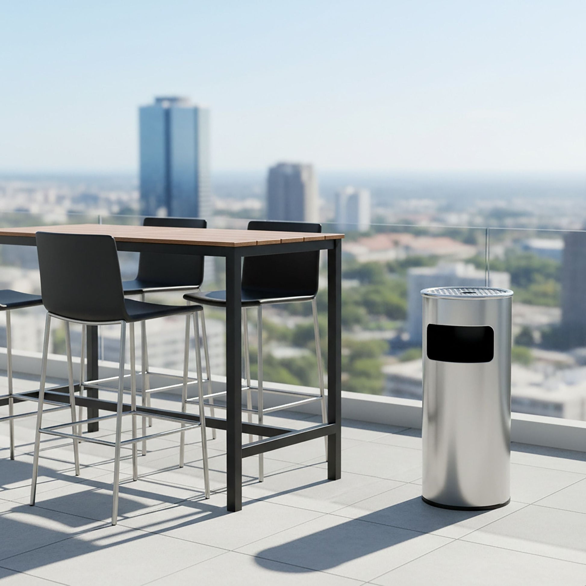 Standaschenbecher mit Inneneimer 30L Silber von Relaxdays