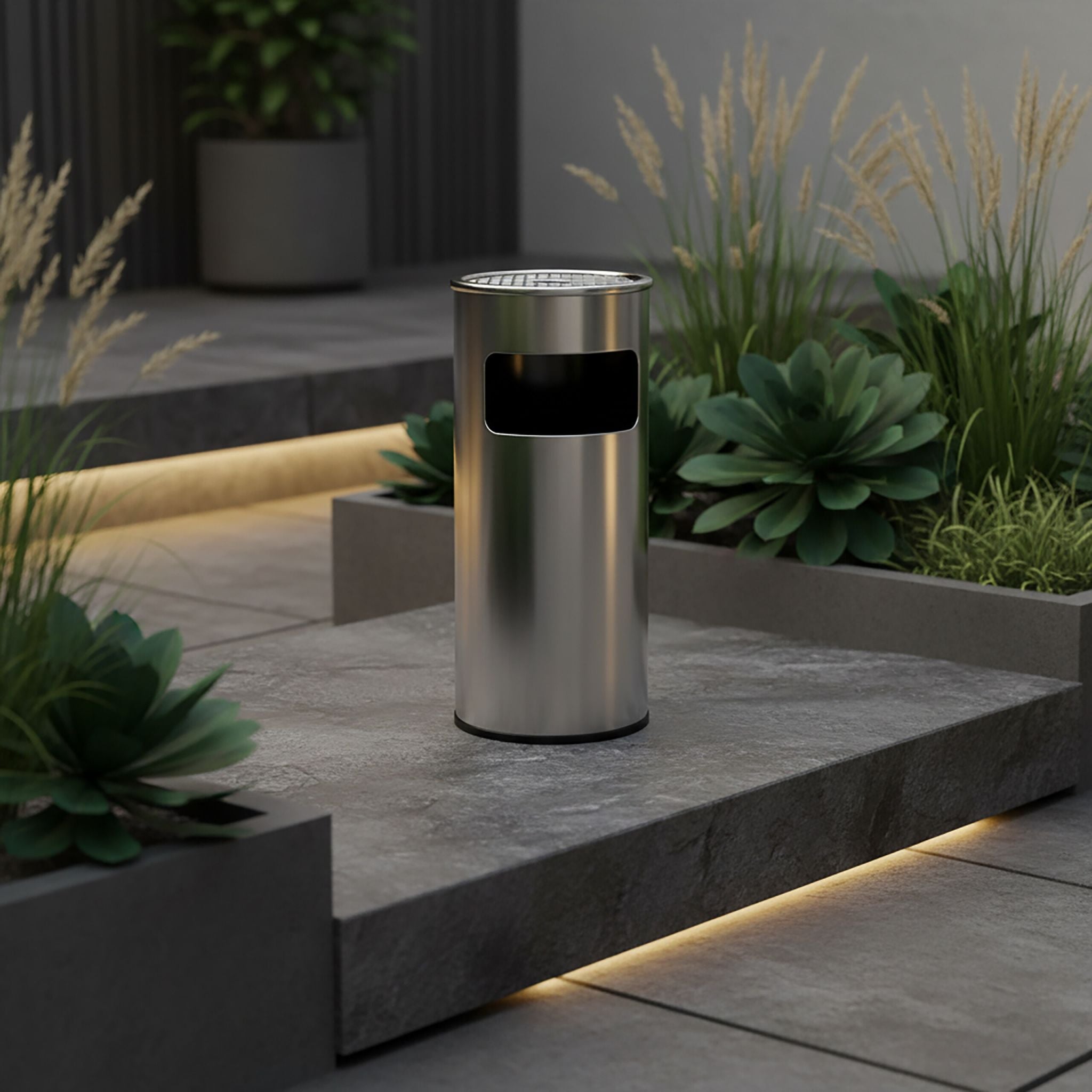 Standaschenbecher mit Inneneimer 30L Silber von Relaxdays