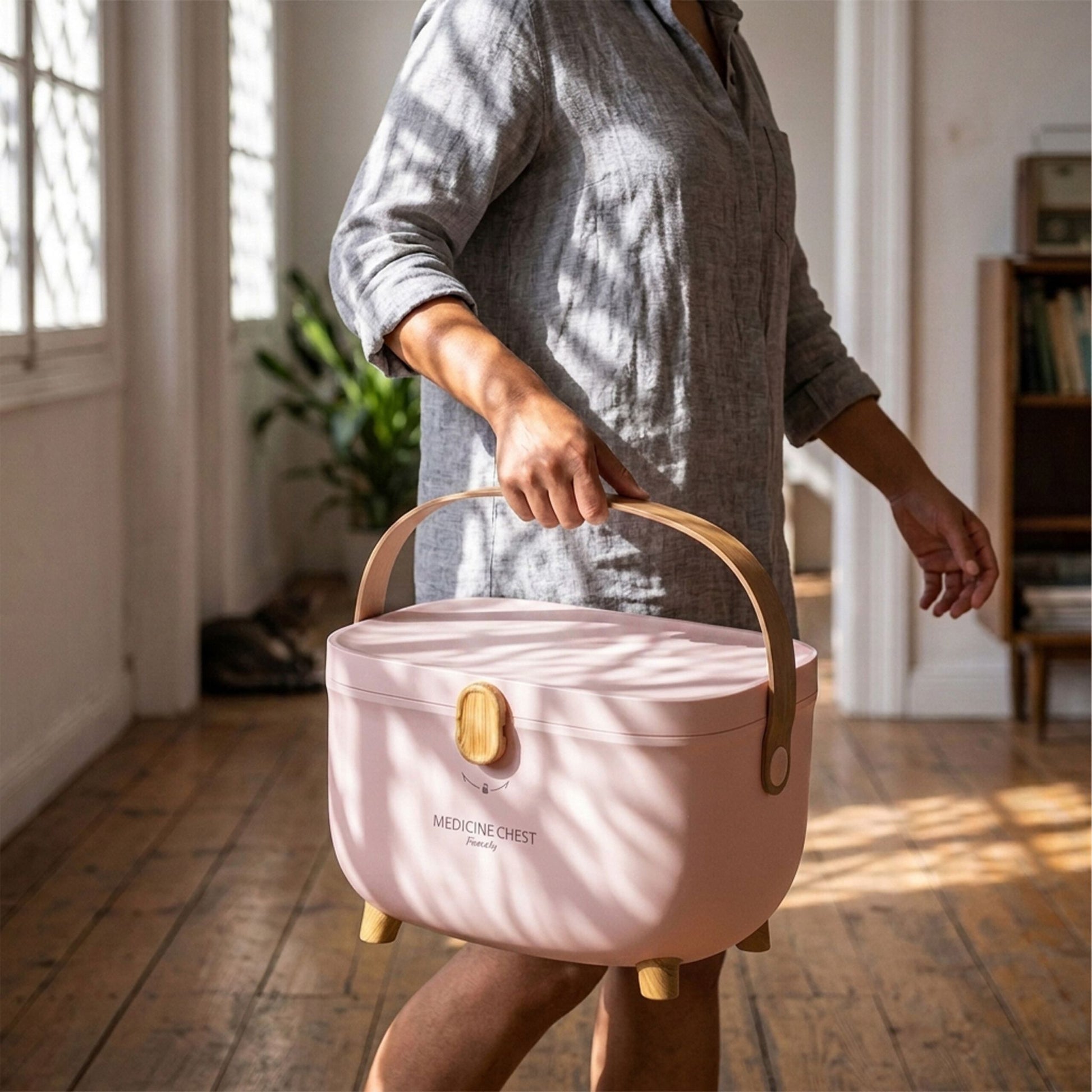 Medizinbox Kunststoff Hellbraun-Rosa von Relaxdays