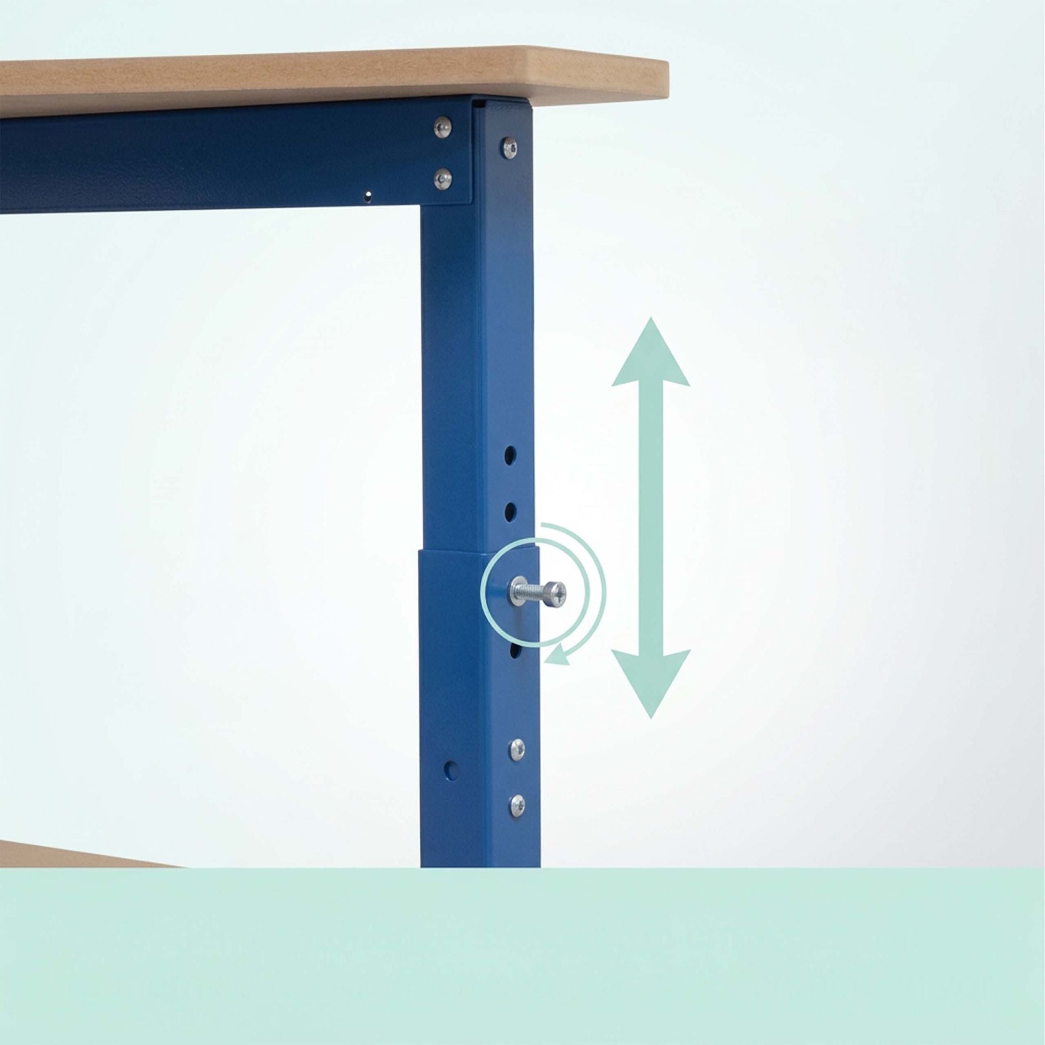 Werkbank mit Rollen & Lochwand Blau-Hellbraun von Relaxdays