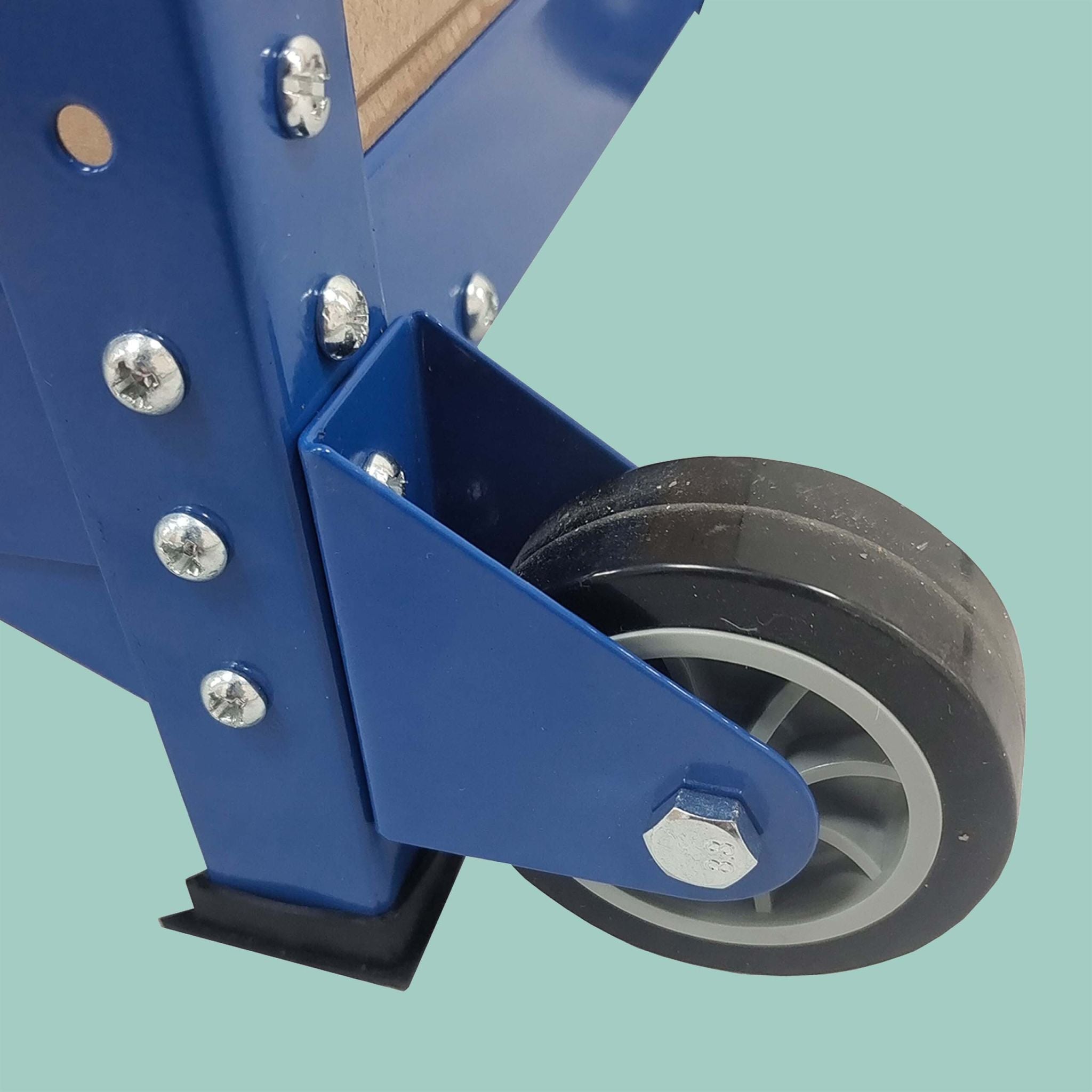 Werkbank mit Rollen & Lochwand Blau-Hellbraun von Relaxdays