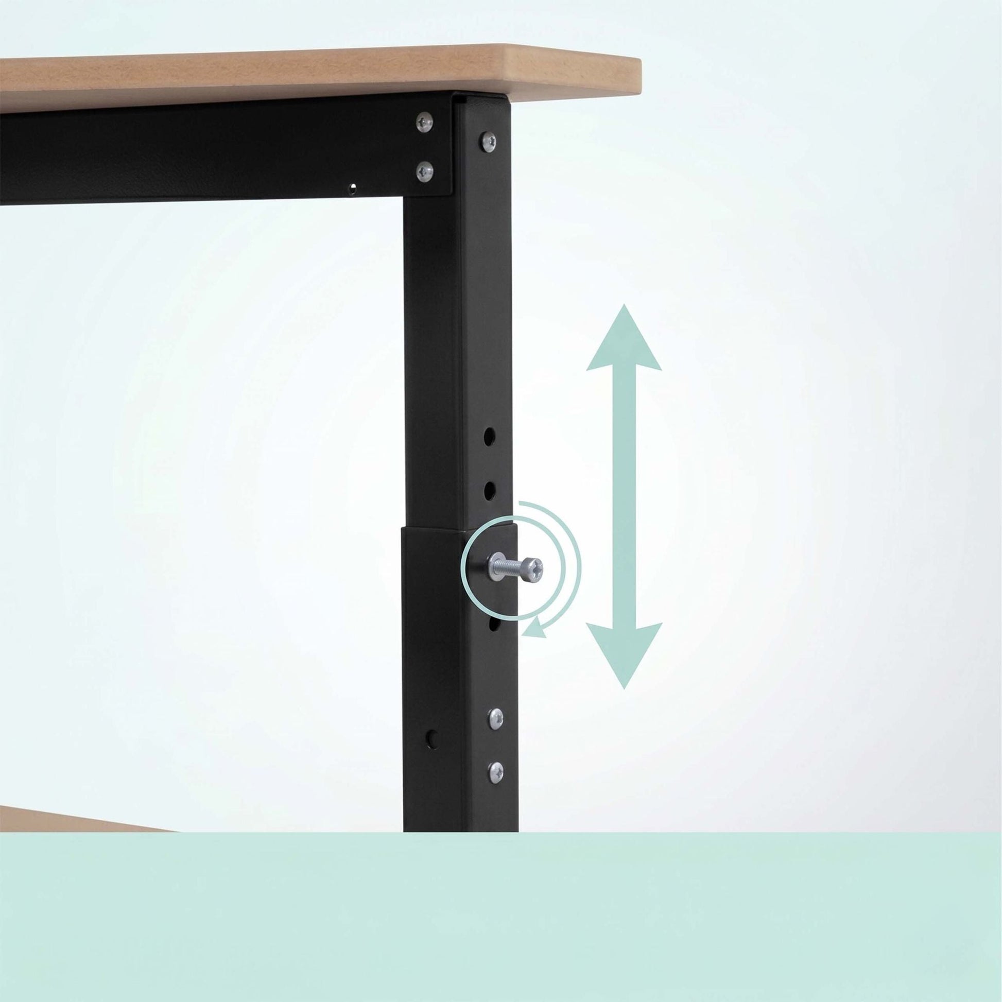 Werkbank mit Rollen & Lochwand Hellbraun-Schwarz von Relaxdays