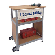 Werkbank mit Rollen & Lochwand Hellbraun-Silber von Relaxdays