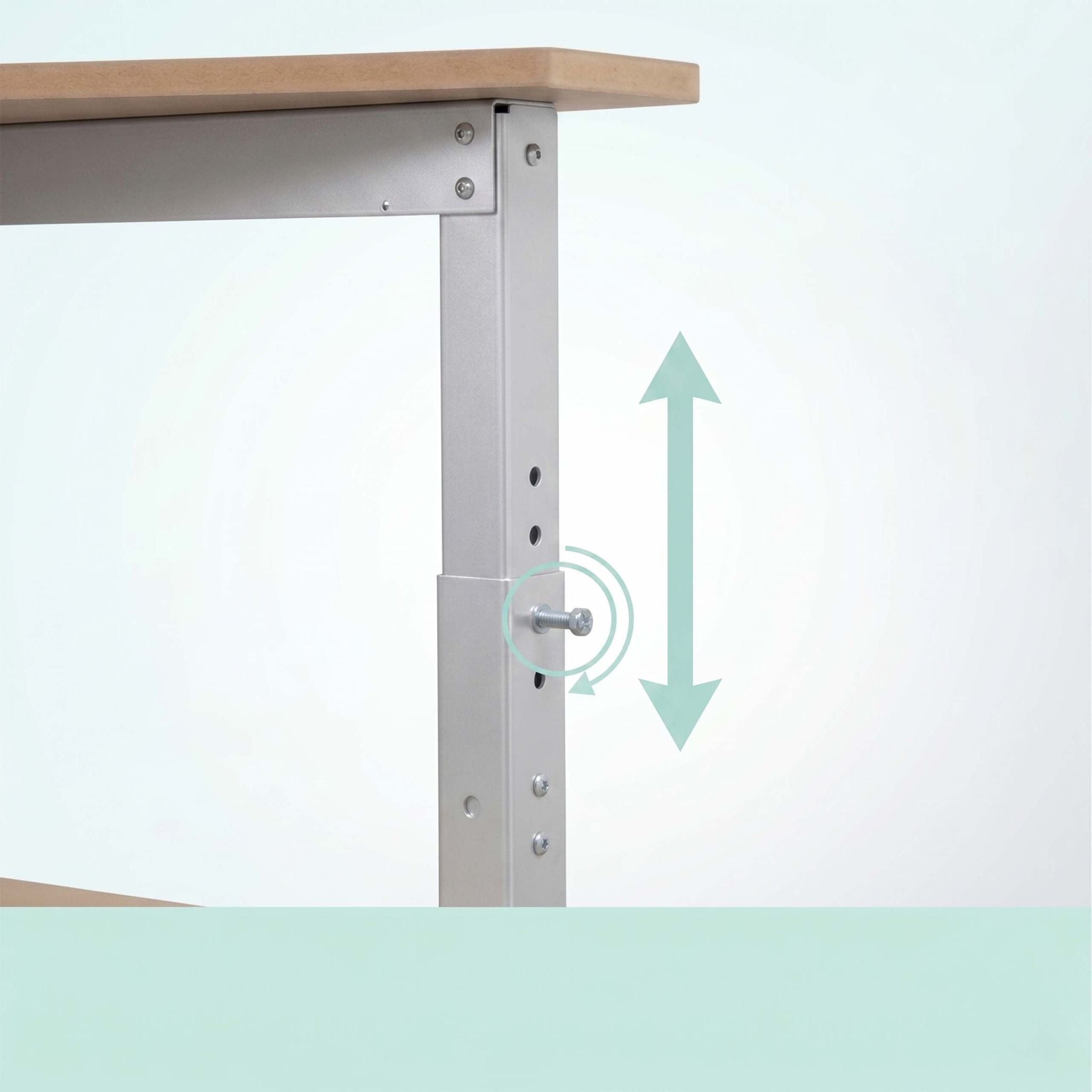 Werkbank mit Rollen & Lochwand Hellbraun-Silber von Relaxdays